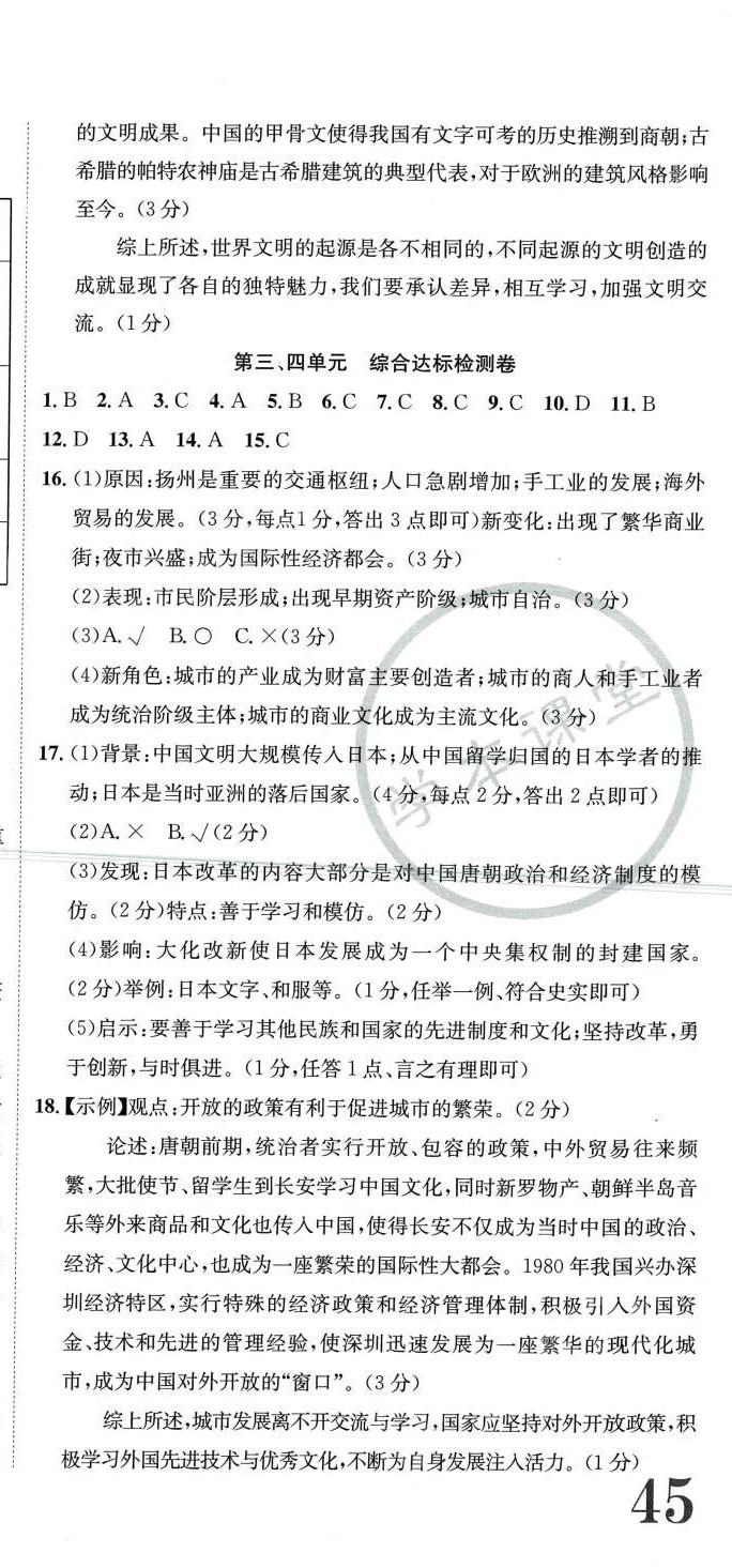 2024年標(biāo)準(zhǔn)卷長江出版社九年級歷史全一冊人教版重慶專版 第3頁