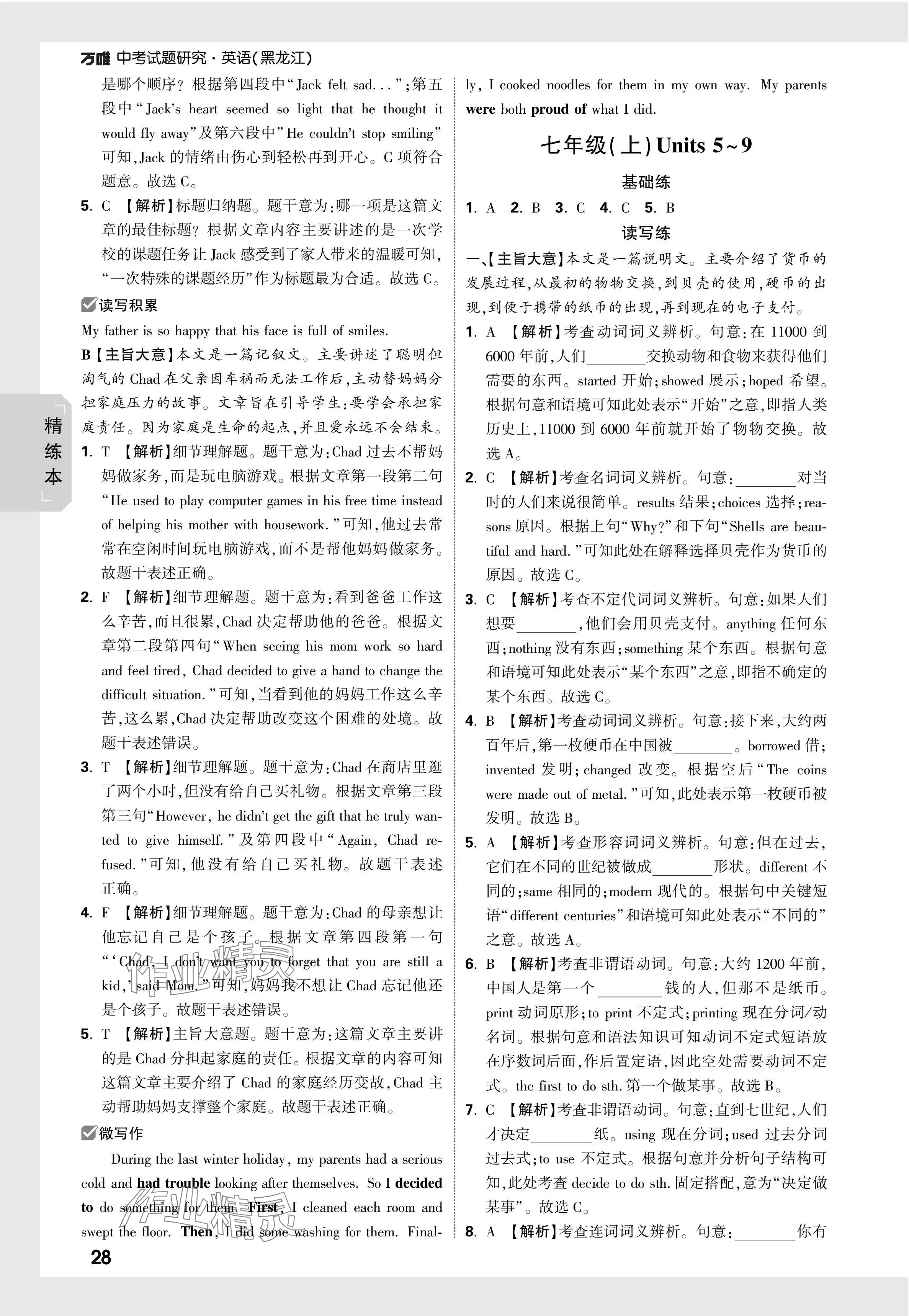 2024年万唯中考试题研究英语黑龙江专版 第28页
