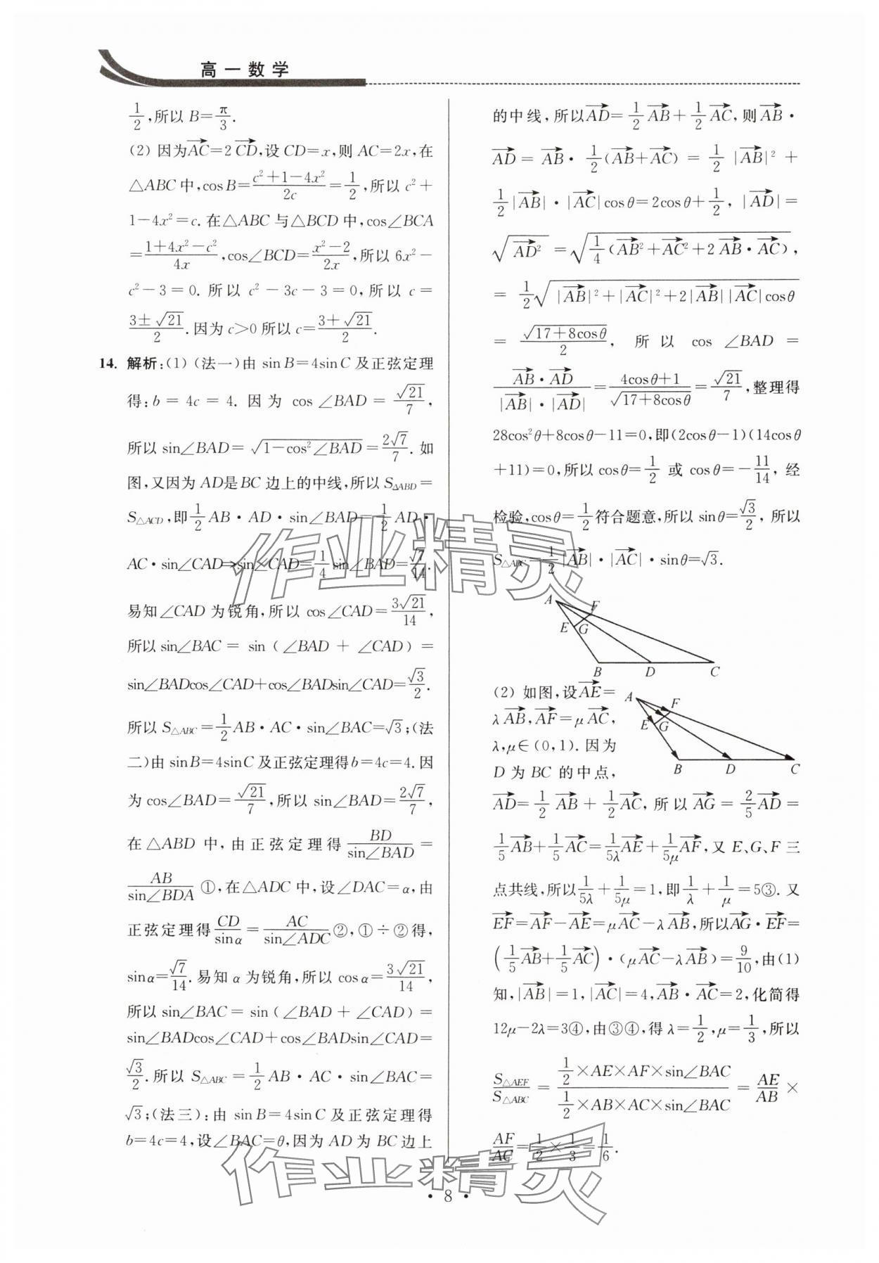 2024年效率暑假江蘇人民出版社高一數學 第8頁