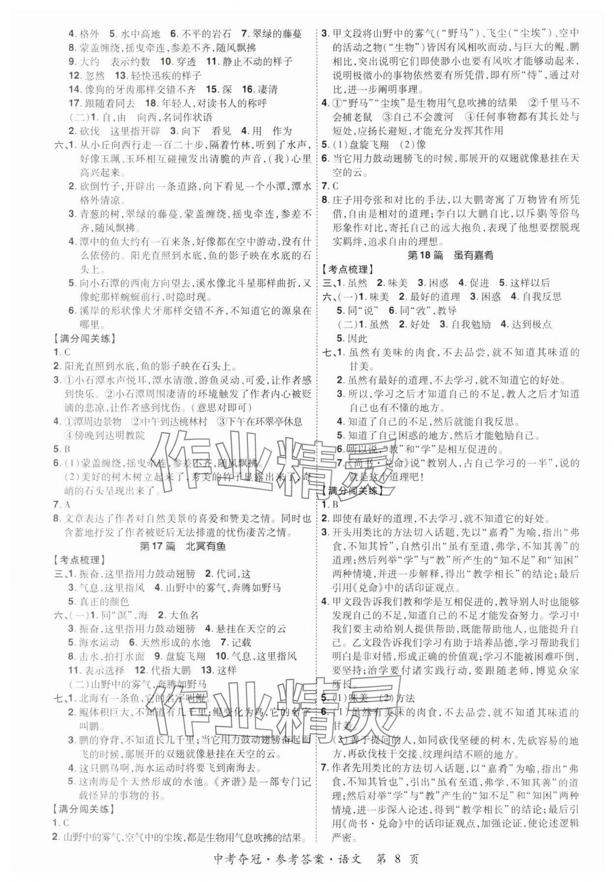 2024年国华教育中考夺冠语文河南专版 参考答案第7页