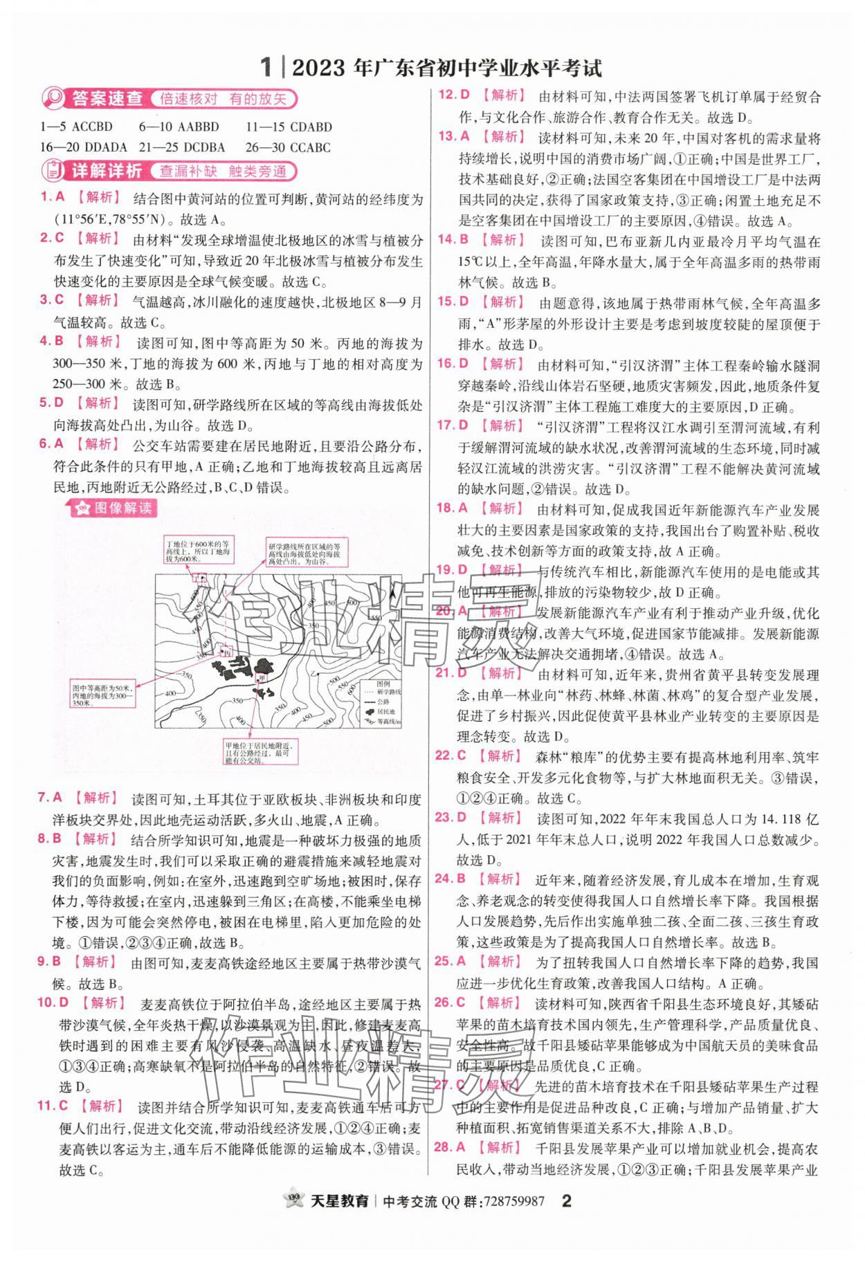 2024年金考卷45套匯編地理廣東專版 參考答案第1頁