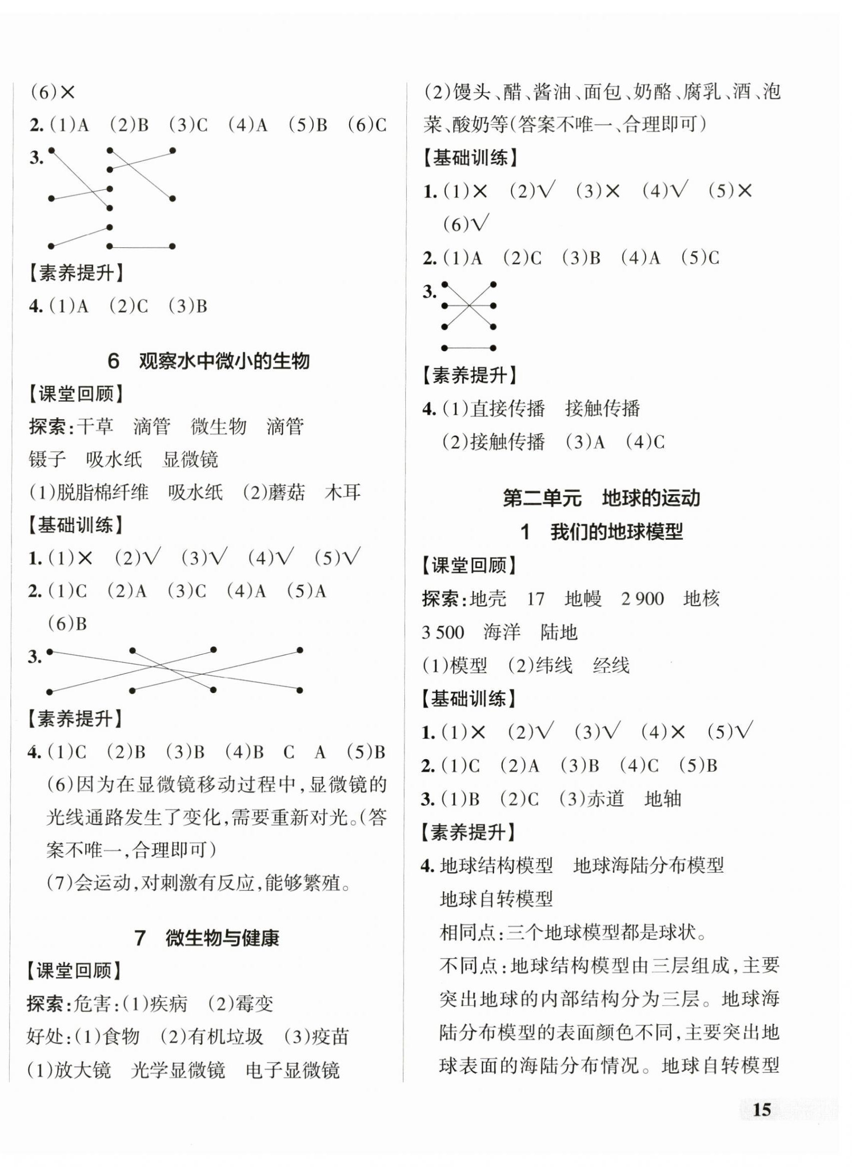 2024年小學(xué)學(xué)霸作業(yè)本六年級科學(xué)上冊教科版 參考答案第2頁