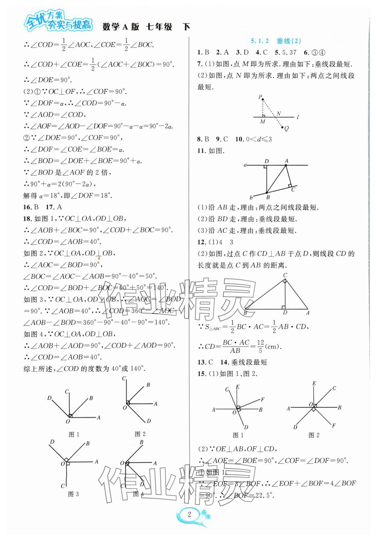 2024年全優(yōu)方案夯實(shí)與提高七年級(jí)數(shù)學(xué)下冊(cè)人教版 參考答案第2頁(yè)