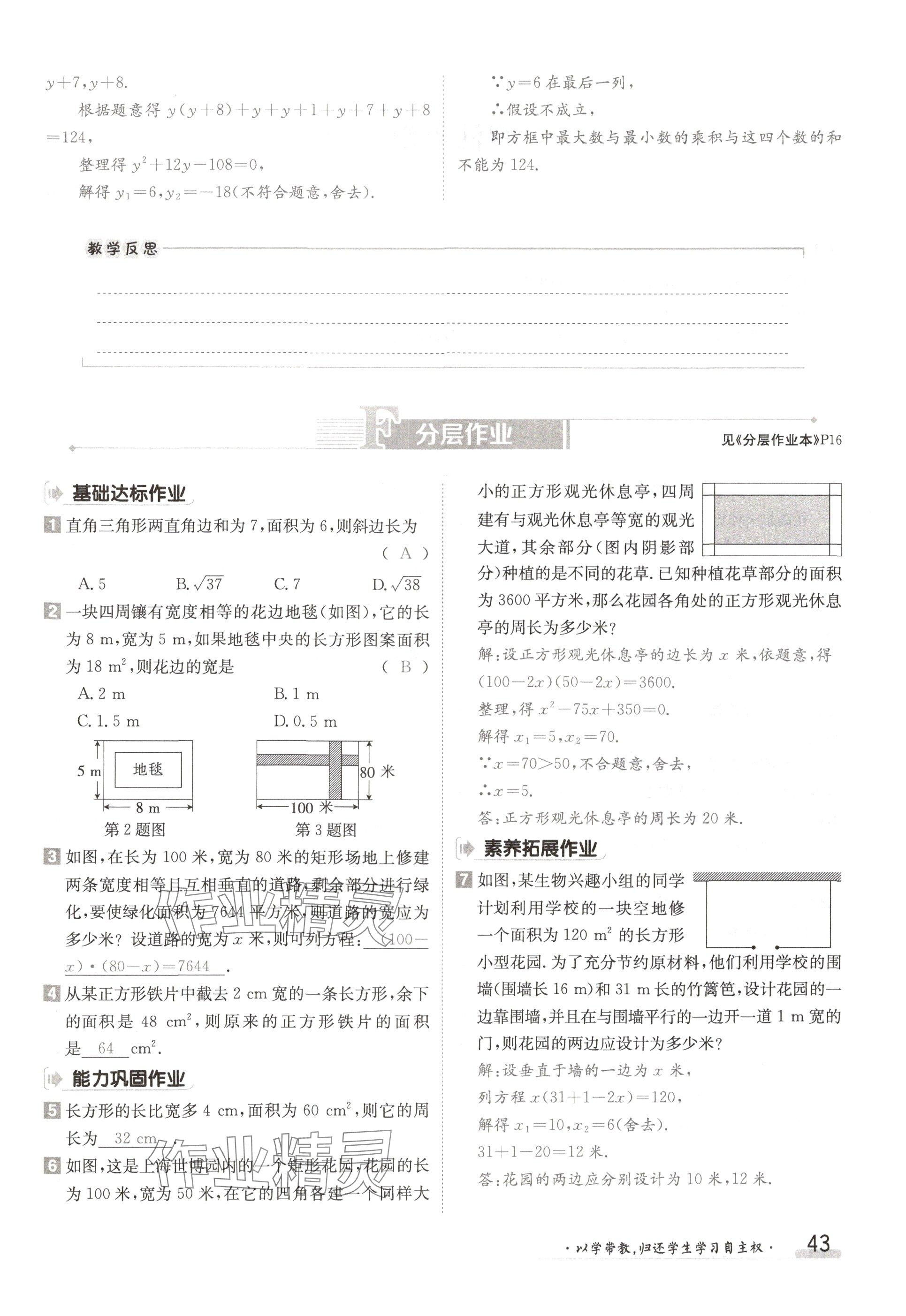 2024年金太陽(yáng)導(dǎo)學(xué)案九年級(jí)數(shù)學(xué)全一冊(cè)北師大版 參考答案第43頁(yè)