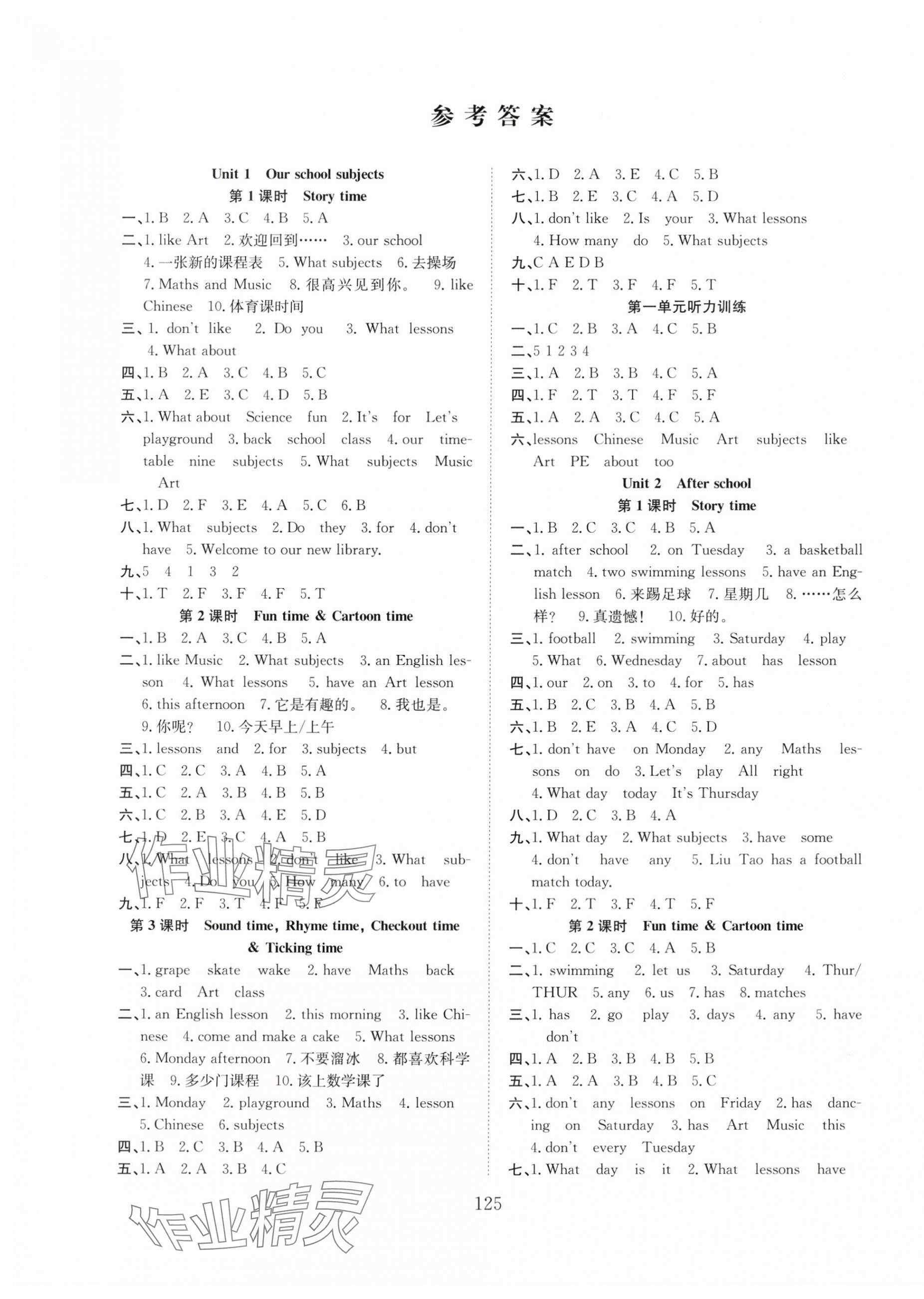 2024年陽光課堂課時(shí)作業(yè)四年級(jí)英語下冊(cè)譯林版 第1頁