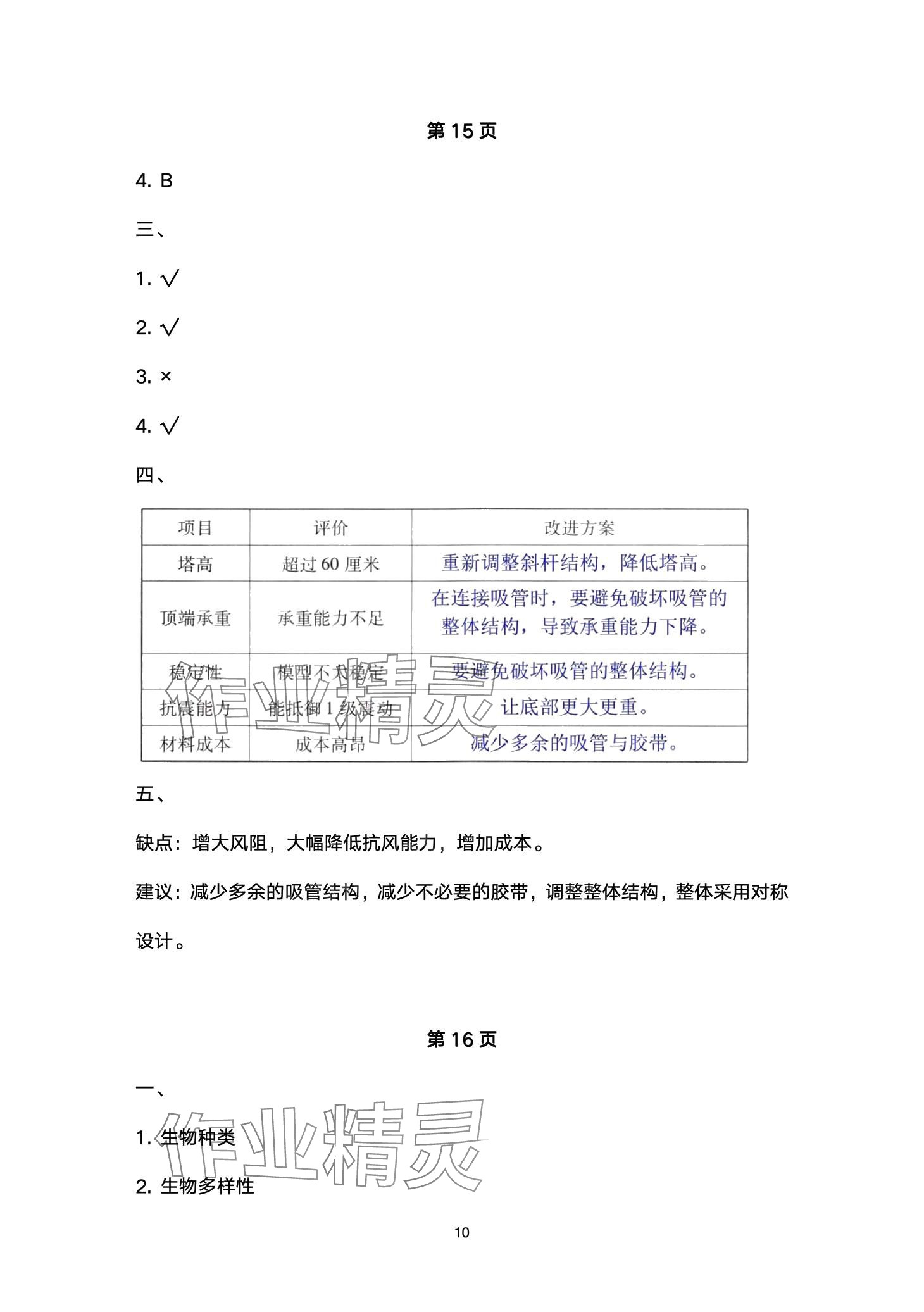 2024年云南省标准教辅同步指导训练与检测六年级科学下册教科版 第10页