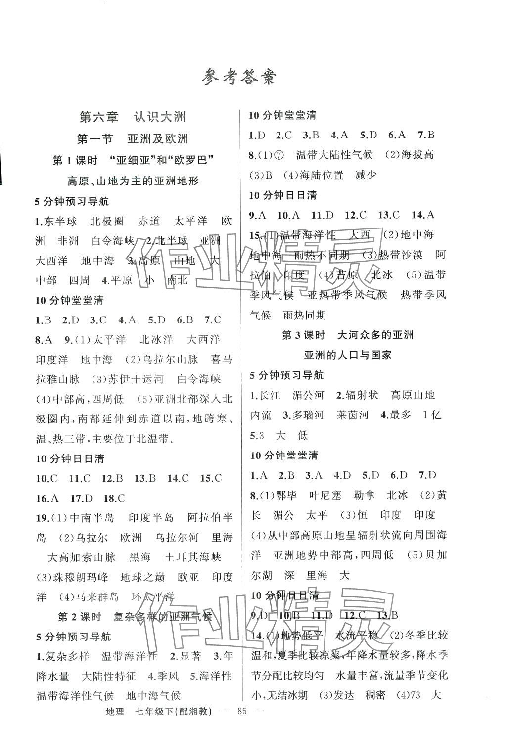 2024年四清導(dǎo)航七年級地理下冊湘教版 第1頁