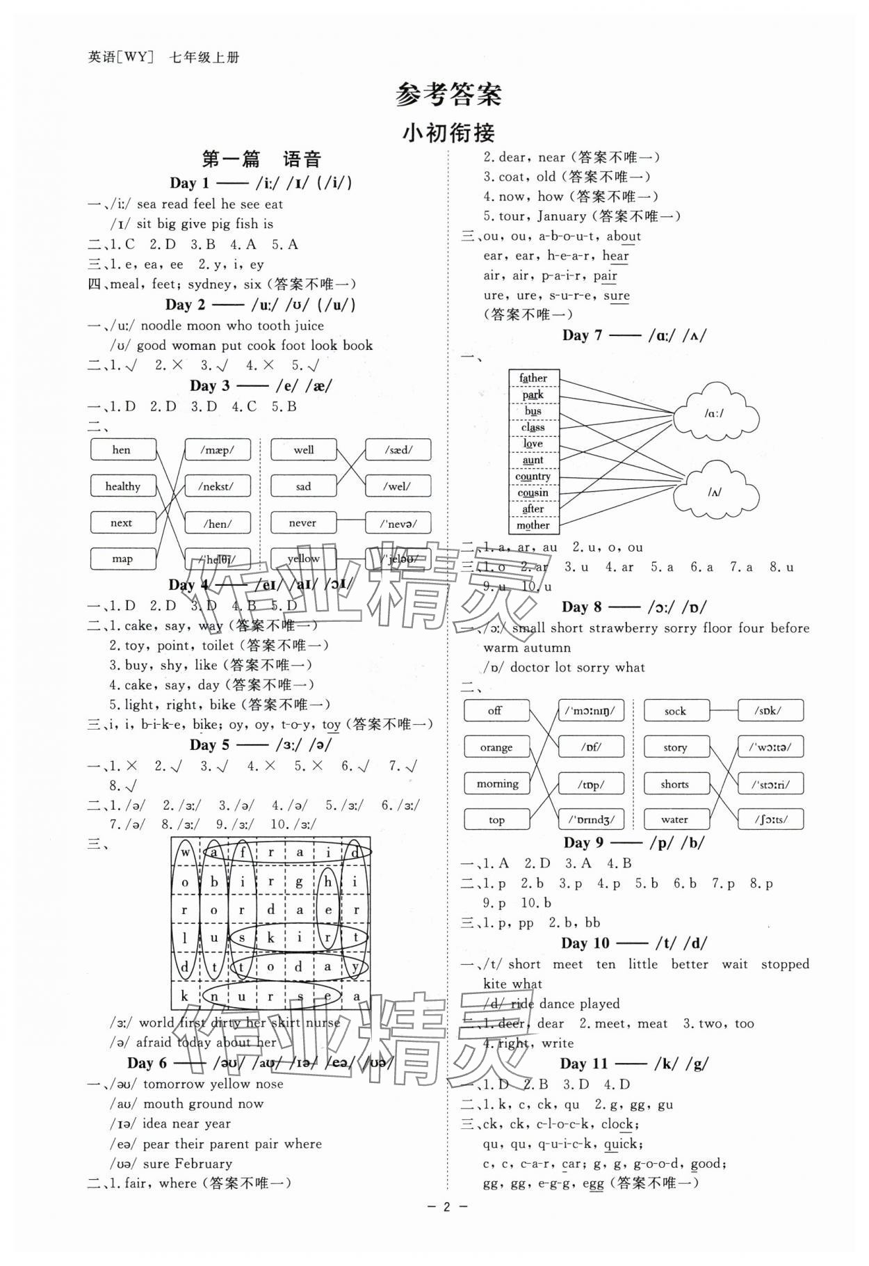 2024年全效學(xué)習(xí)課時(shí)提優(yōu)七年級(jí)英語上冊外研版 參考答案第1頁