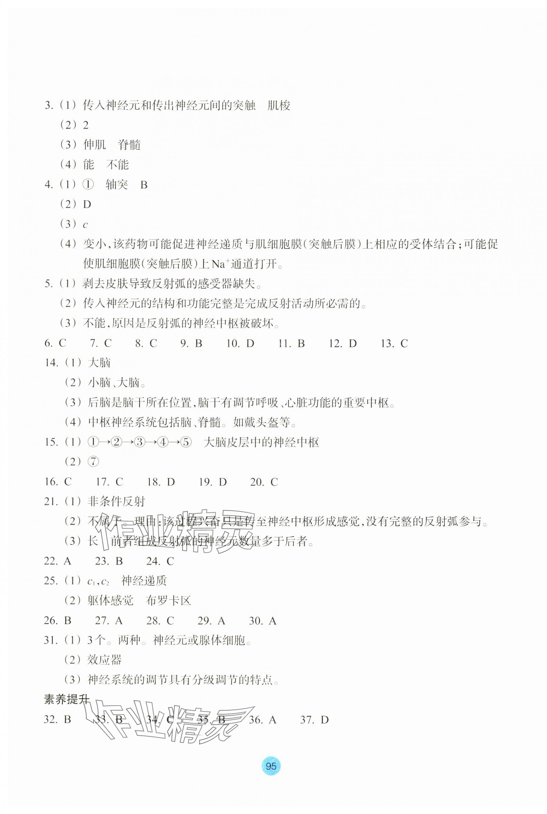 2023年作業(yè)本浙江教育出版社高中生物選擇性必修1浙教版 第7頁