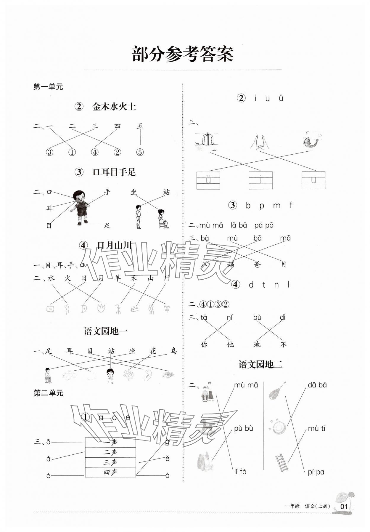 2024年學(xué)習(xí)之友一年級(jí)語(yǔ)文上冊(cè)人教版 參考答案第1頁(yè)