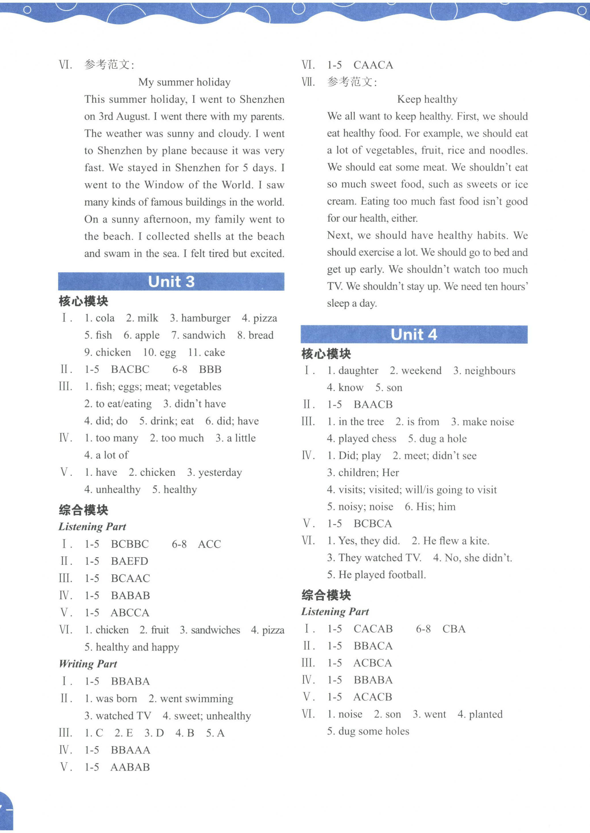 2024年深圳市小学英语课堂跟踪六年级上册沪教版 参考答案第2页