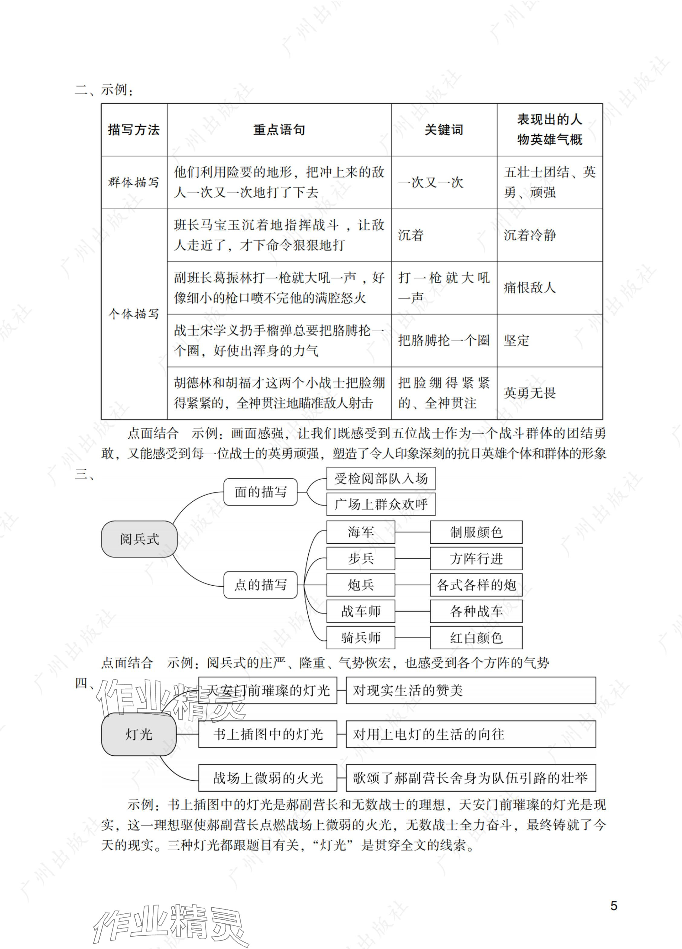 2024年阳光学业评价六年级语文上册人教版 参考答案第5页