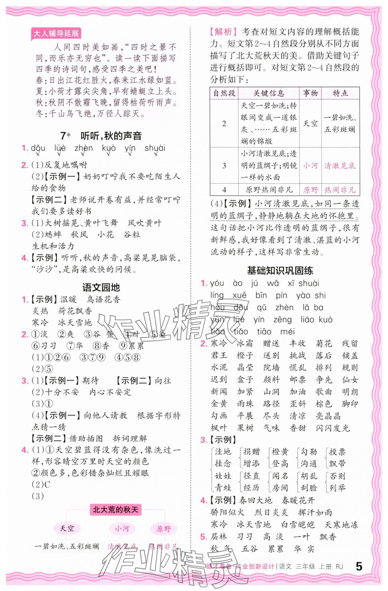 2024年王朝霞德才兼?zhèn)渥鳂I(yè)創(chuàng)新設計三年級語文上冊人教版 第5頁