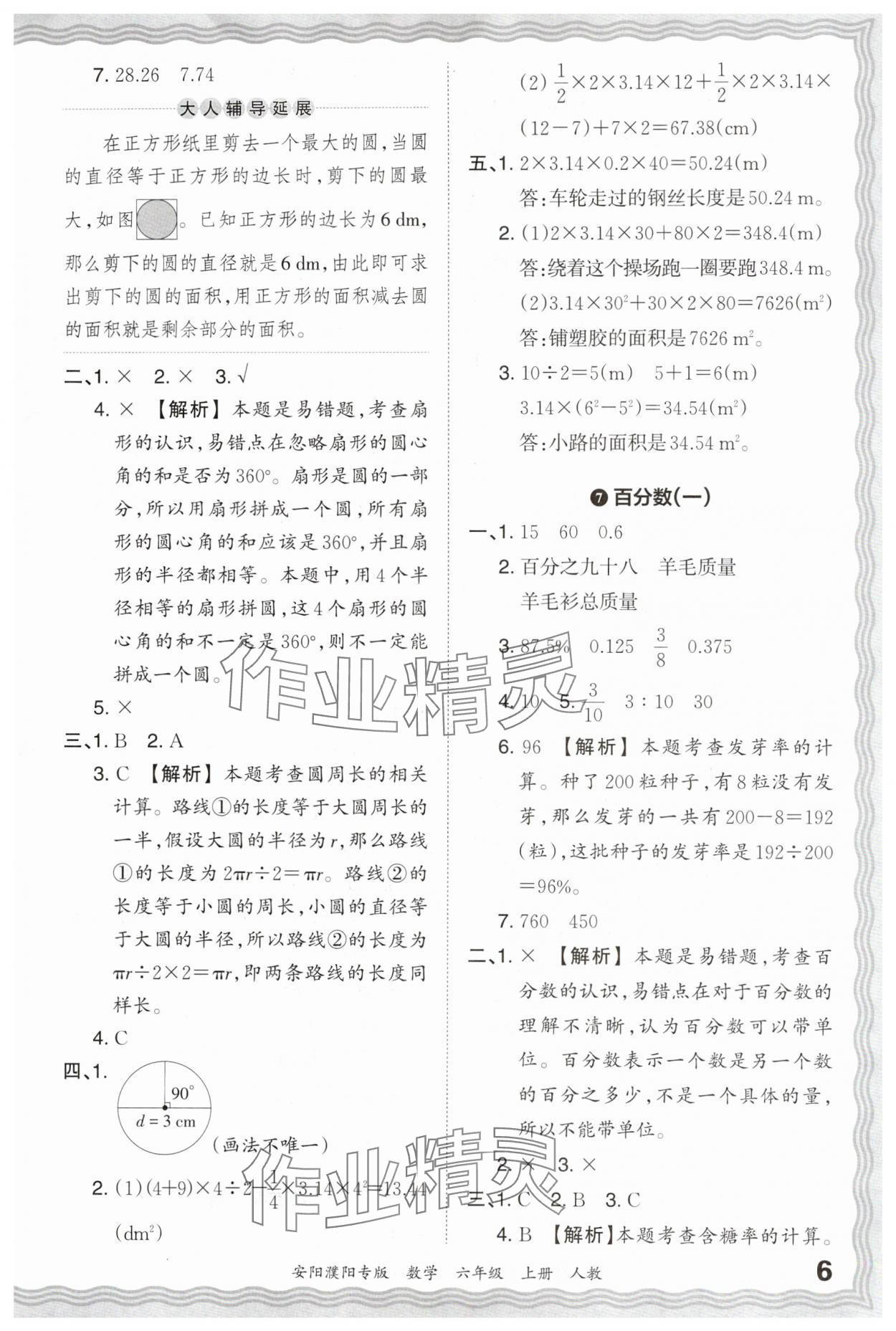 2024年王朝霞期末真題精編六年級數(shù)學上冊人教版安濮專版 參考答案第6頁