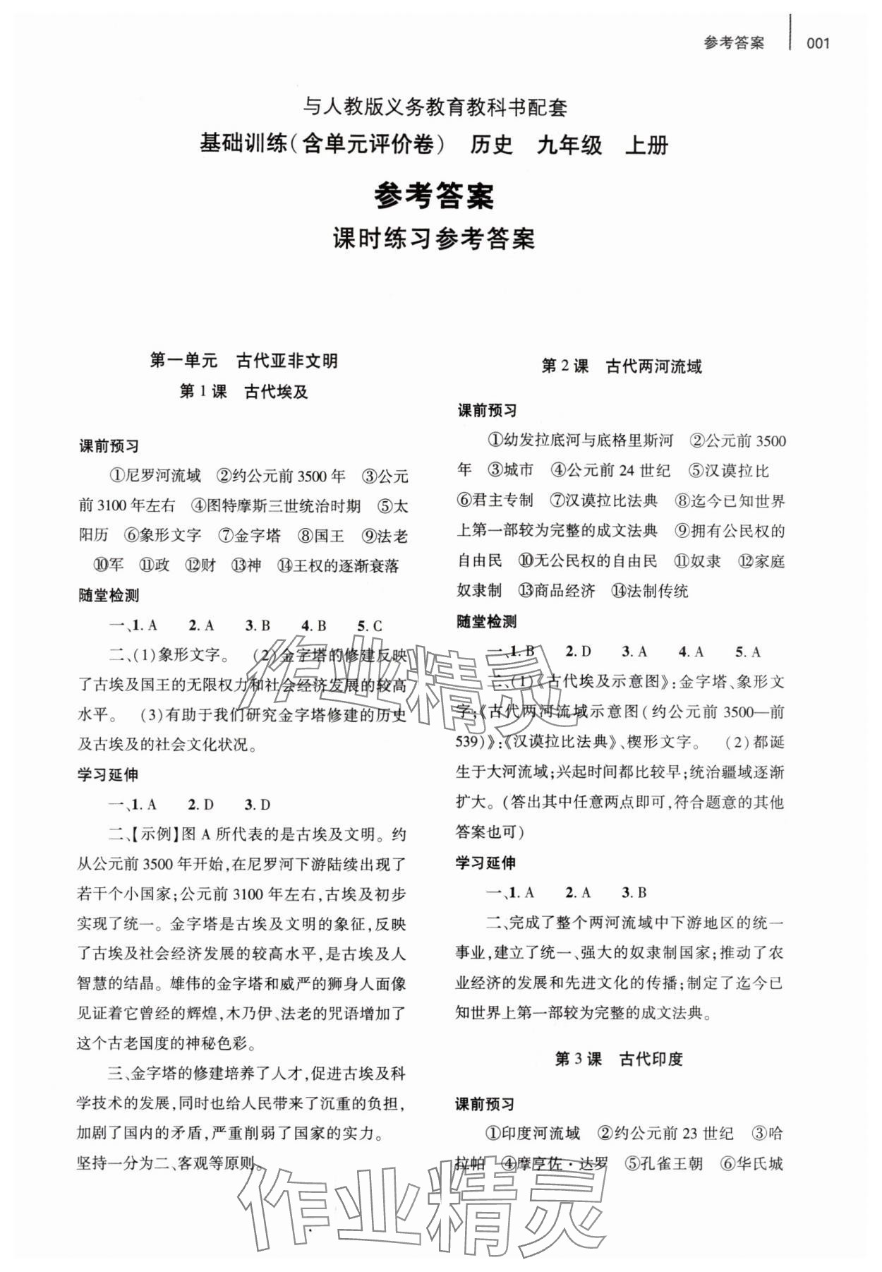 2024年基礎(chǔ)訓(xùn)練大象出版社九年級(jí)歷史上冊(cè)人教版 第1頁(yè)