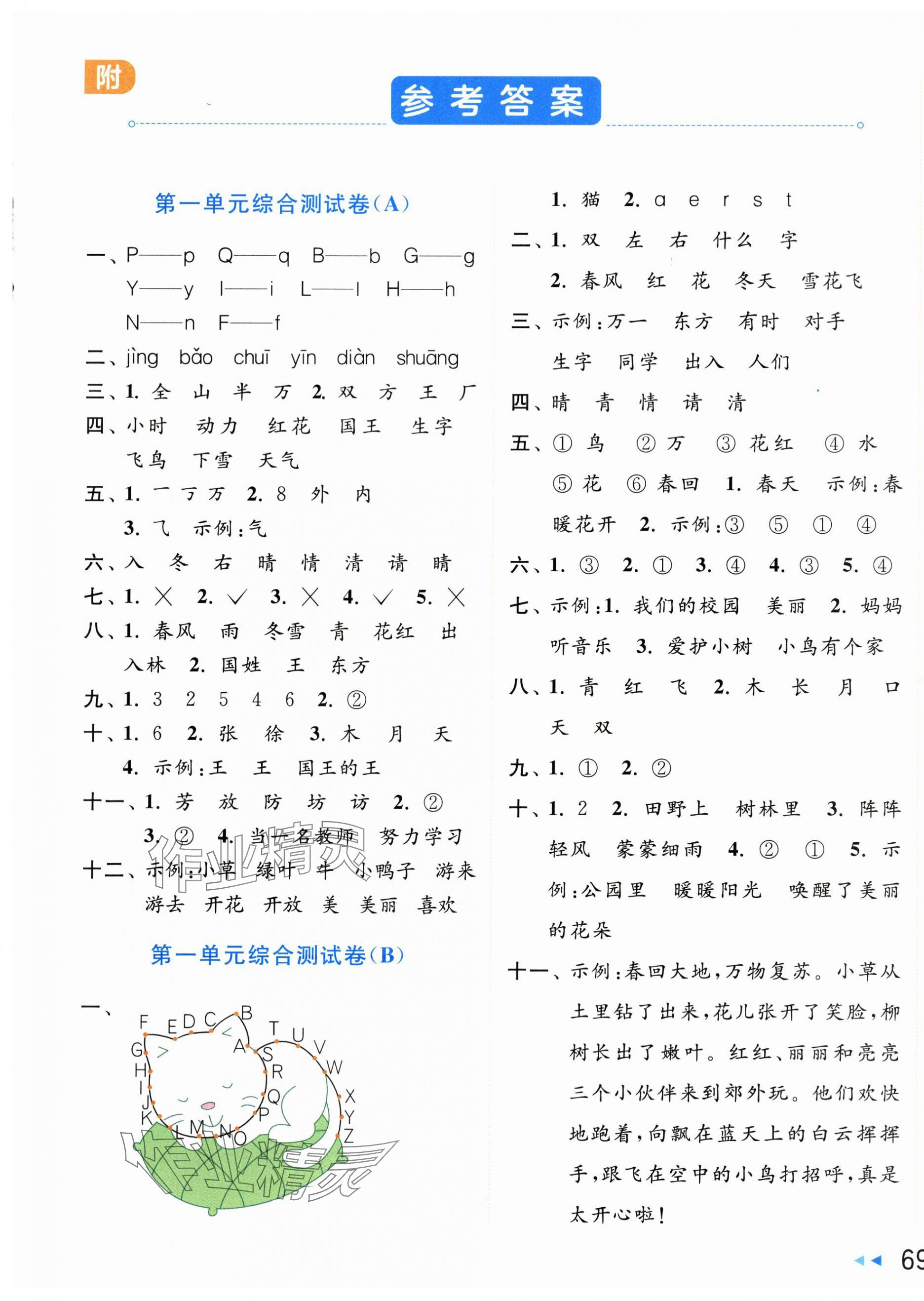 2024年亮點(diǎn)給力大試卷一年級(jí)語文下冊(cè)人教版 第1頁