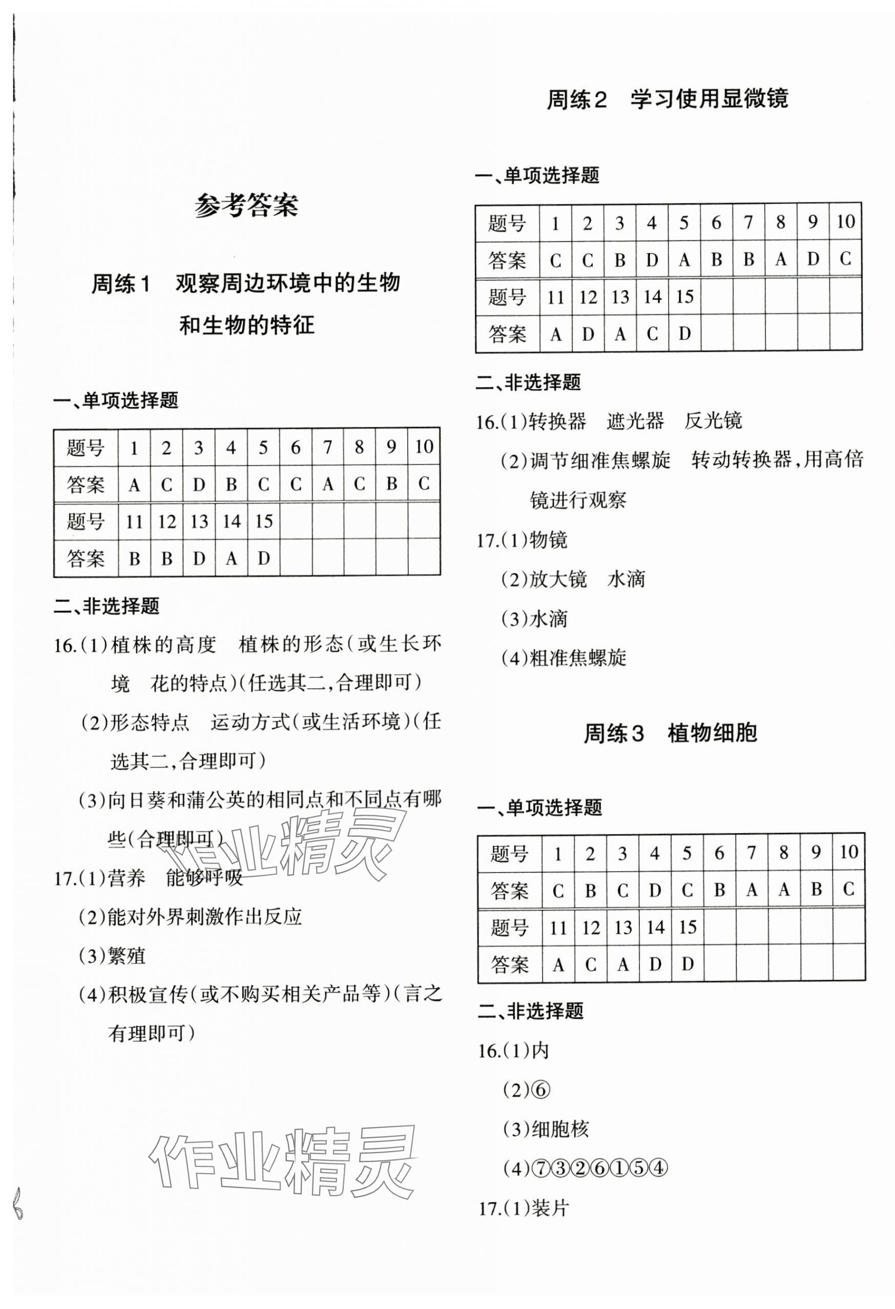 2024年优学1+1评价与测试七年级生物上册人教版 第1页