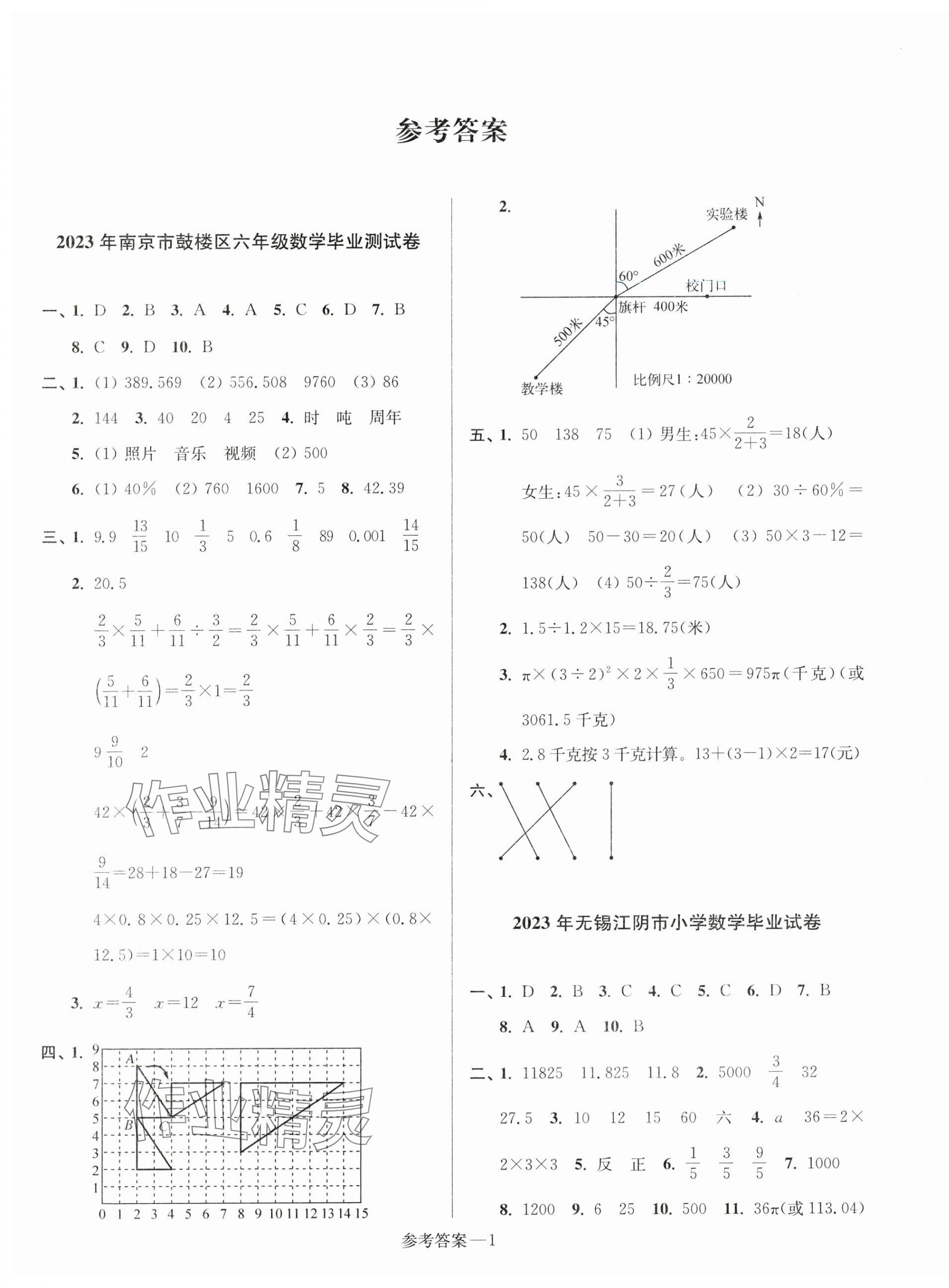 2024年超能學(xué)典江蘇13大市名牌小學(xué)畢業(yè)升學(xué)真卷精編六年級數(shù)學(xué)2版 第1頁