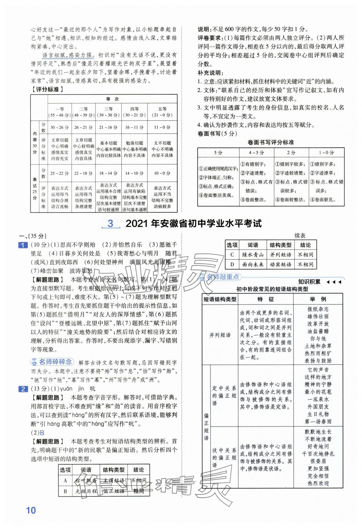 2024年金考卷45套汇编语文安徽专版 第10页