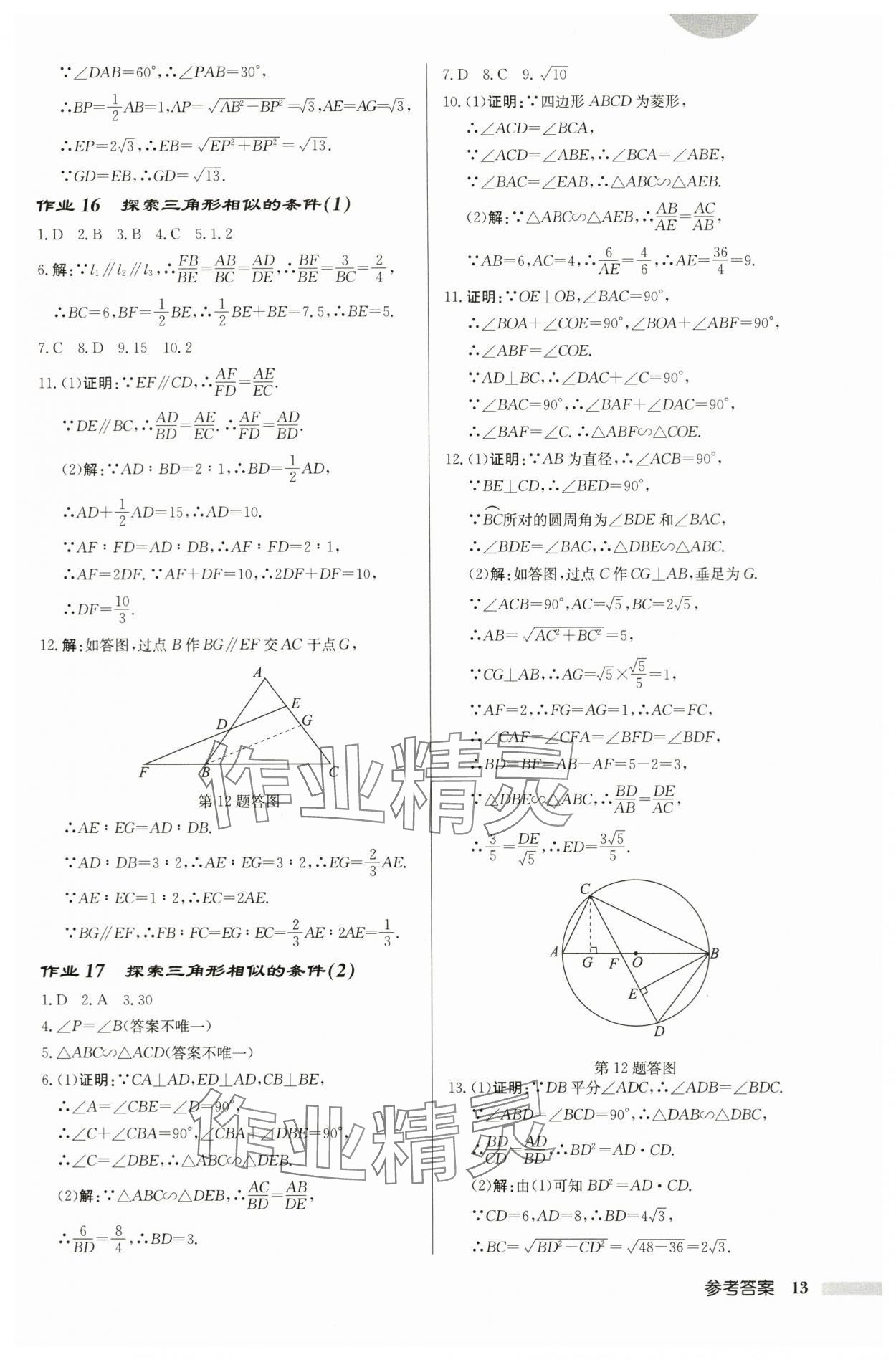 2024年啟東中學(xué)作業(yè)本九年級(jí)數(shù)學(xué)下冊(cè)蘇科版徐州專(zhuān)版 第13頁(yè)