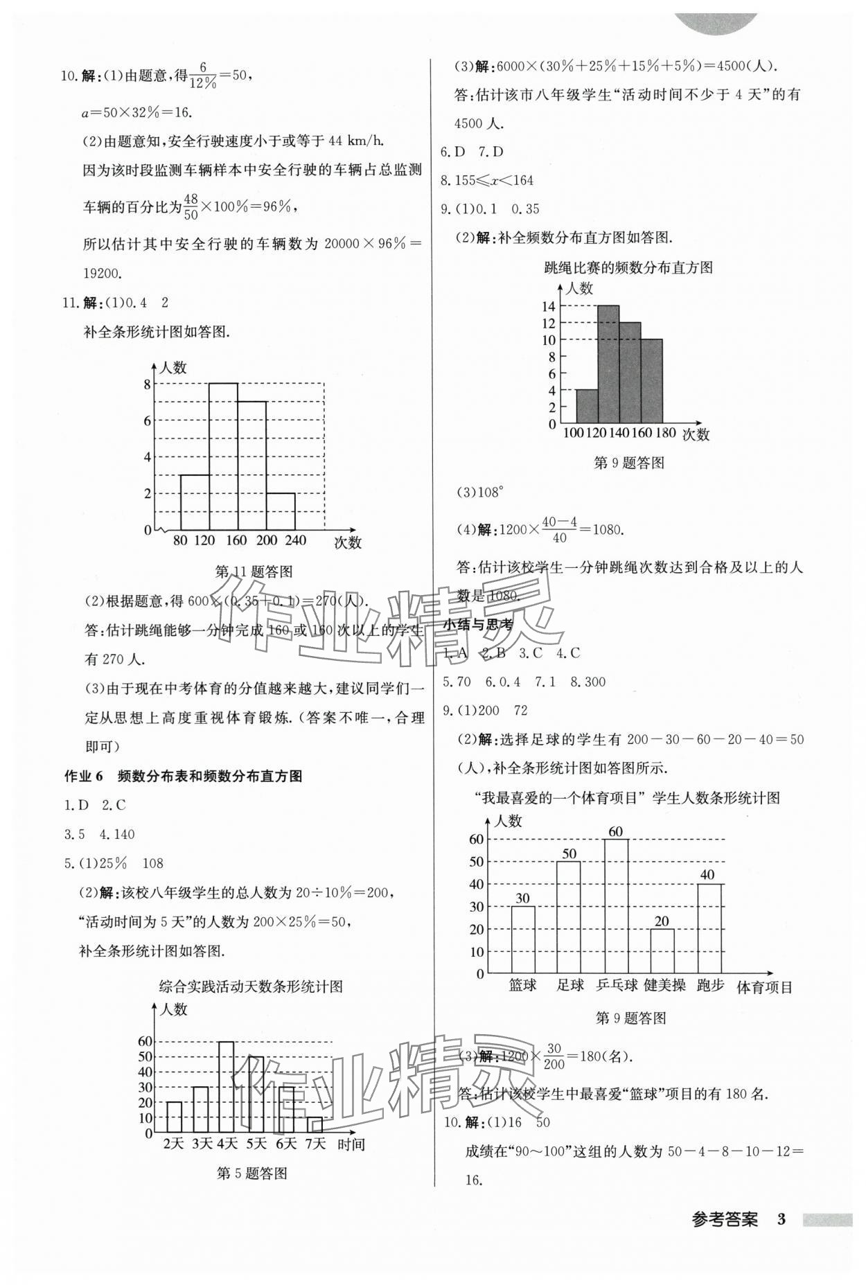 2024年启东中学作业本八年级数学下册江苏版 参考答案第3页