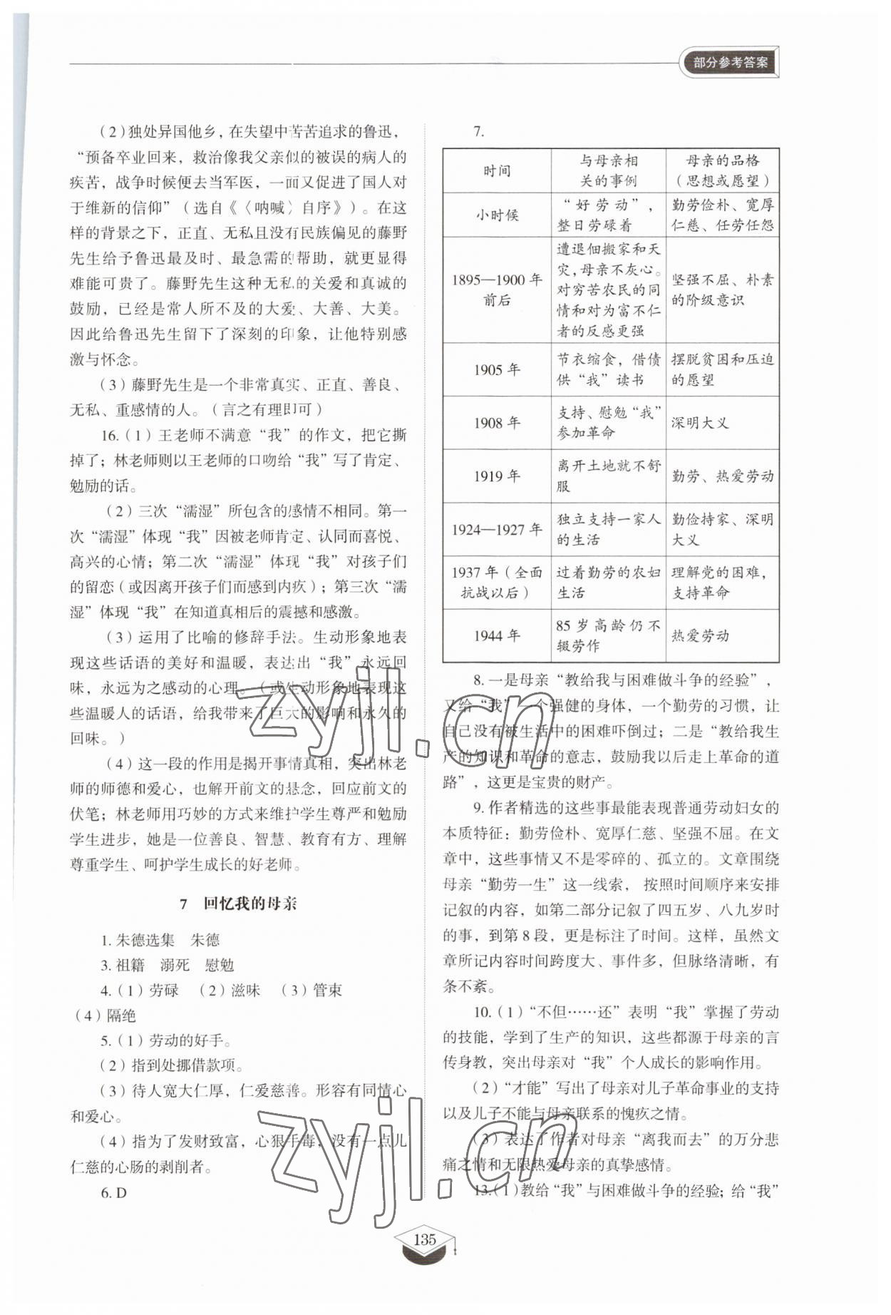 2023年同步练习册山东教育出版社八年级语文上册人教版五四制 参考答案第5页