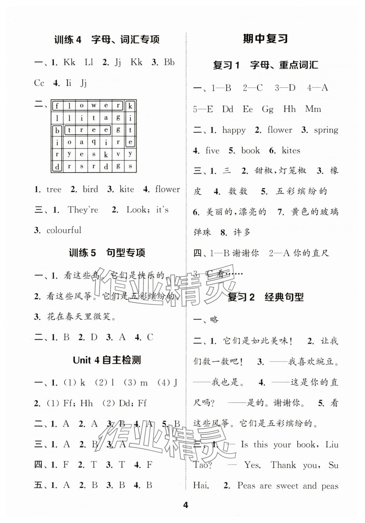 2024年默写能手一年级英语下册译林版 第4页