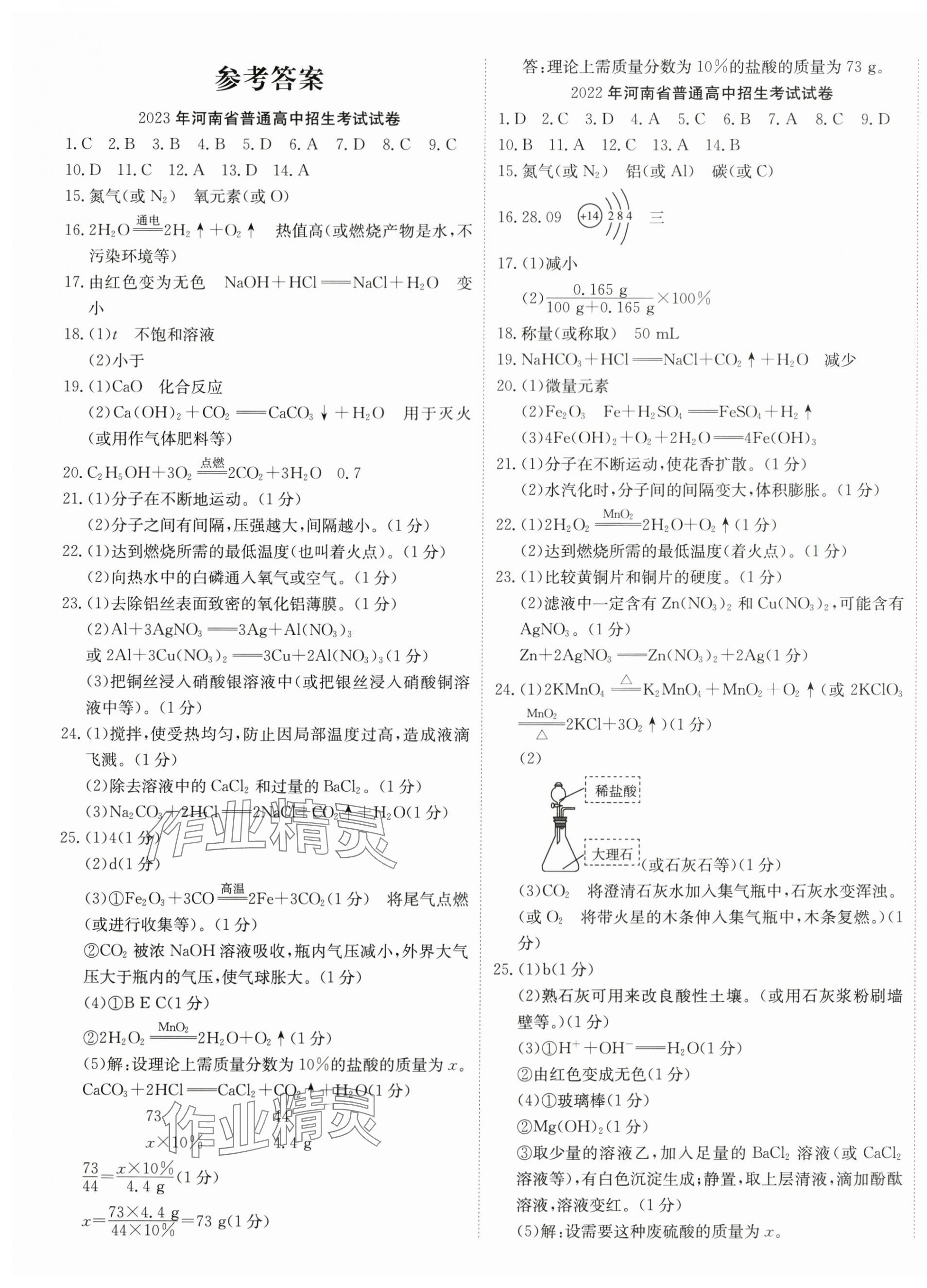 2024年河南省中考試題匯編精選31套化學(xué) 第1頁