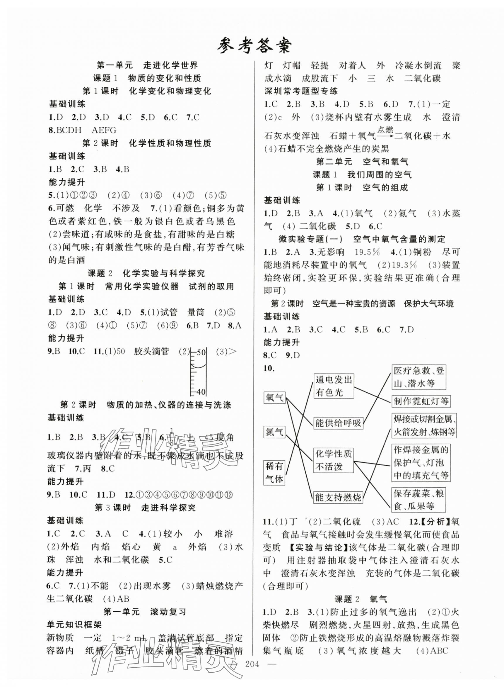 2024年原创新课堂九年级化学全一册人教版深圳专版 第1页