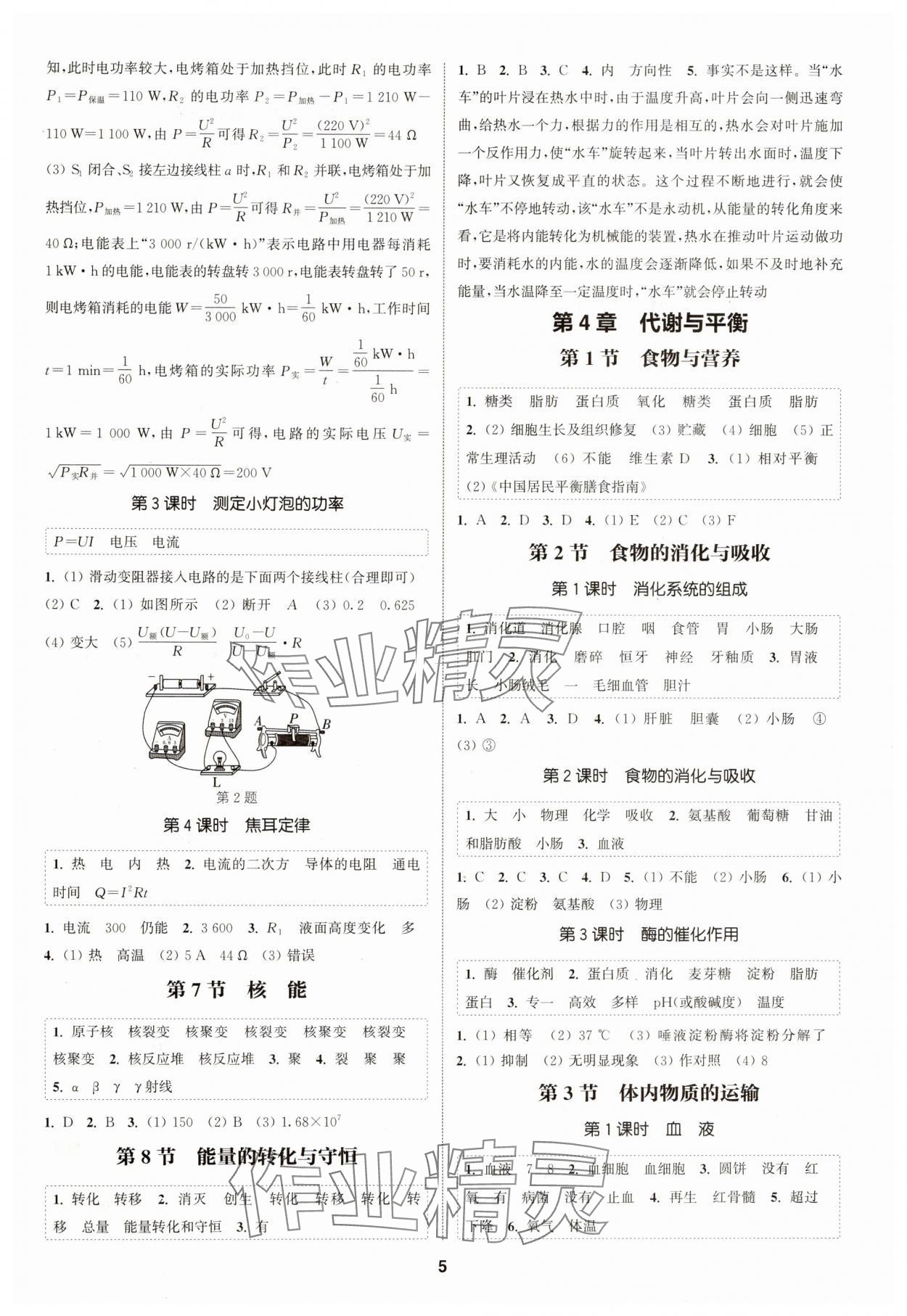 2024年通城学典课时作业本九年级科学全一册浙教版 第5页