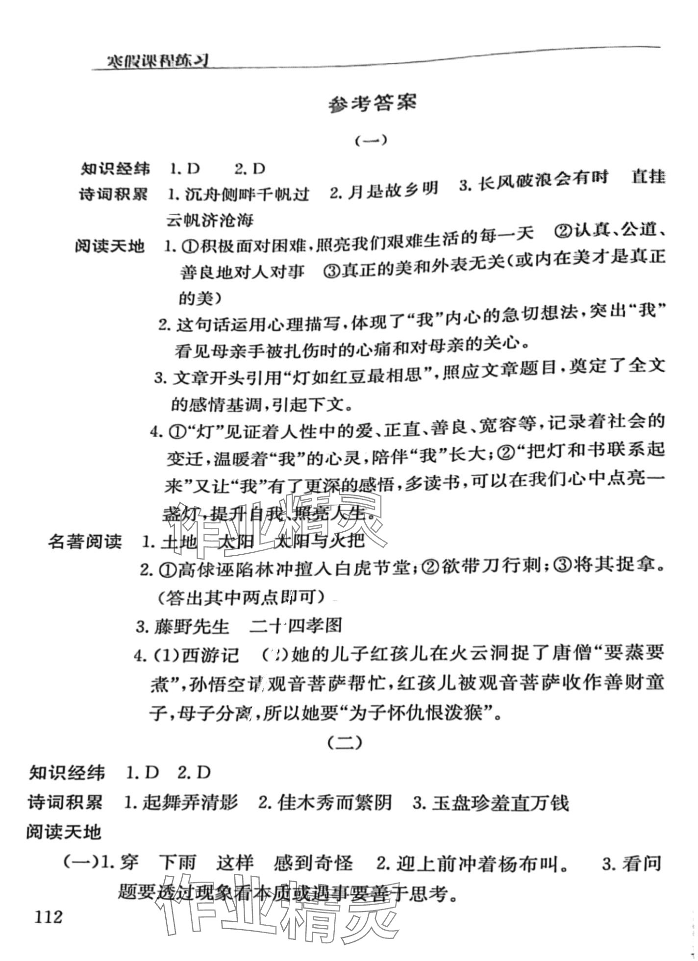 2024年寒假课程练习南方出版社九年级语文 第1页