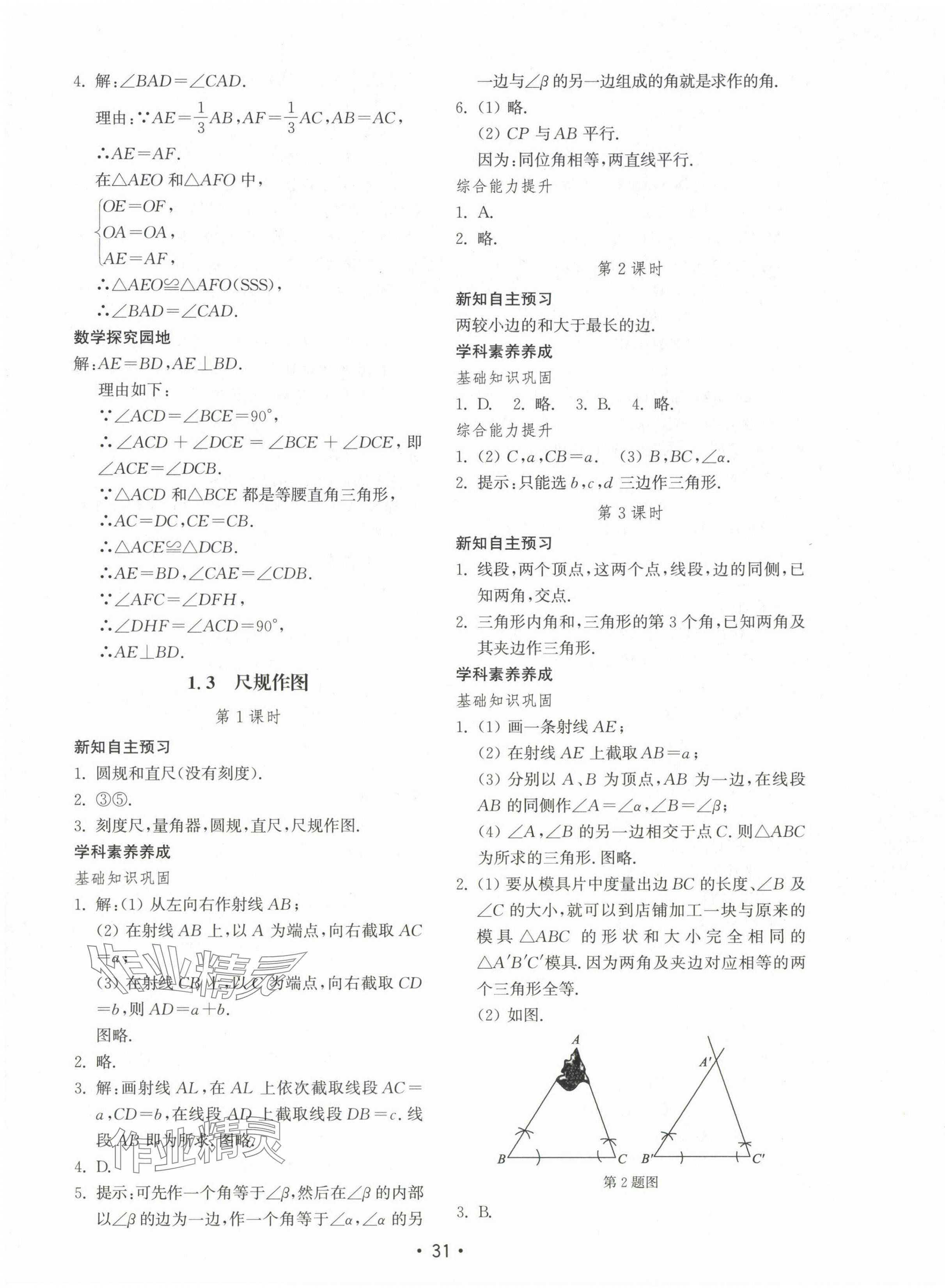 2024年初中基礎(chǔ)訓(xùn)練山東教育出版社八年級(jí)數(shù)學(xué)上冊(cè)青島版 參考答案第3頁