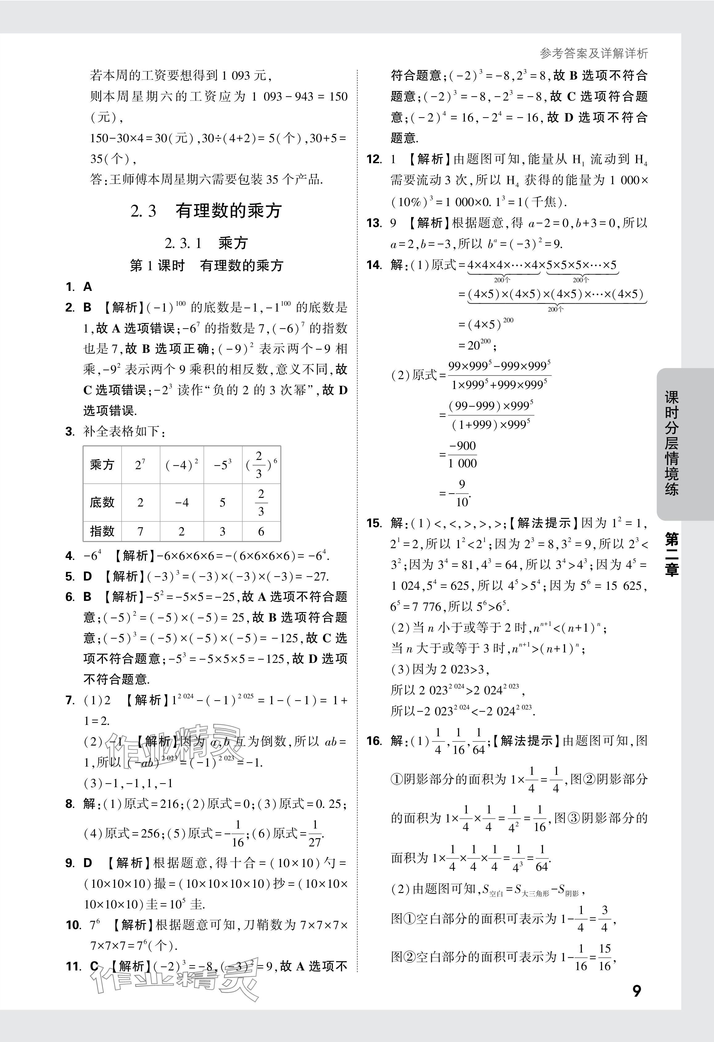 2024年萬唯中考情境題七年級(jí)數(shù)學(xué)上冊(cè)人教版 參考答案第15頁