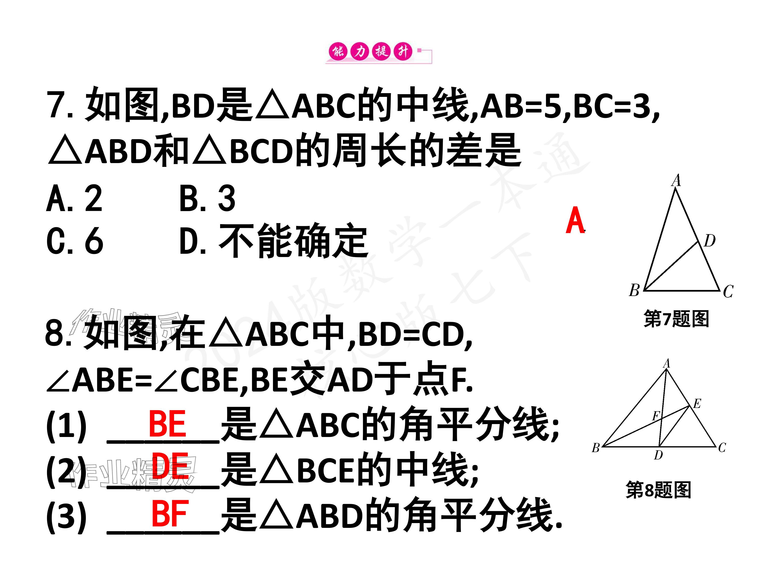 2024年一本通武漢出版社七年級數(shù)學(xué)下冊北師大版 參考答案第32頁