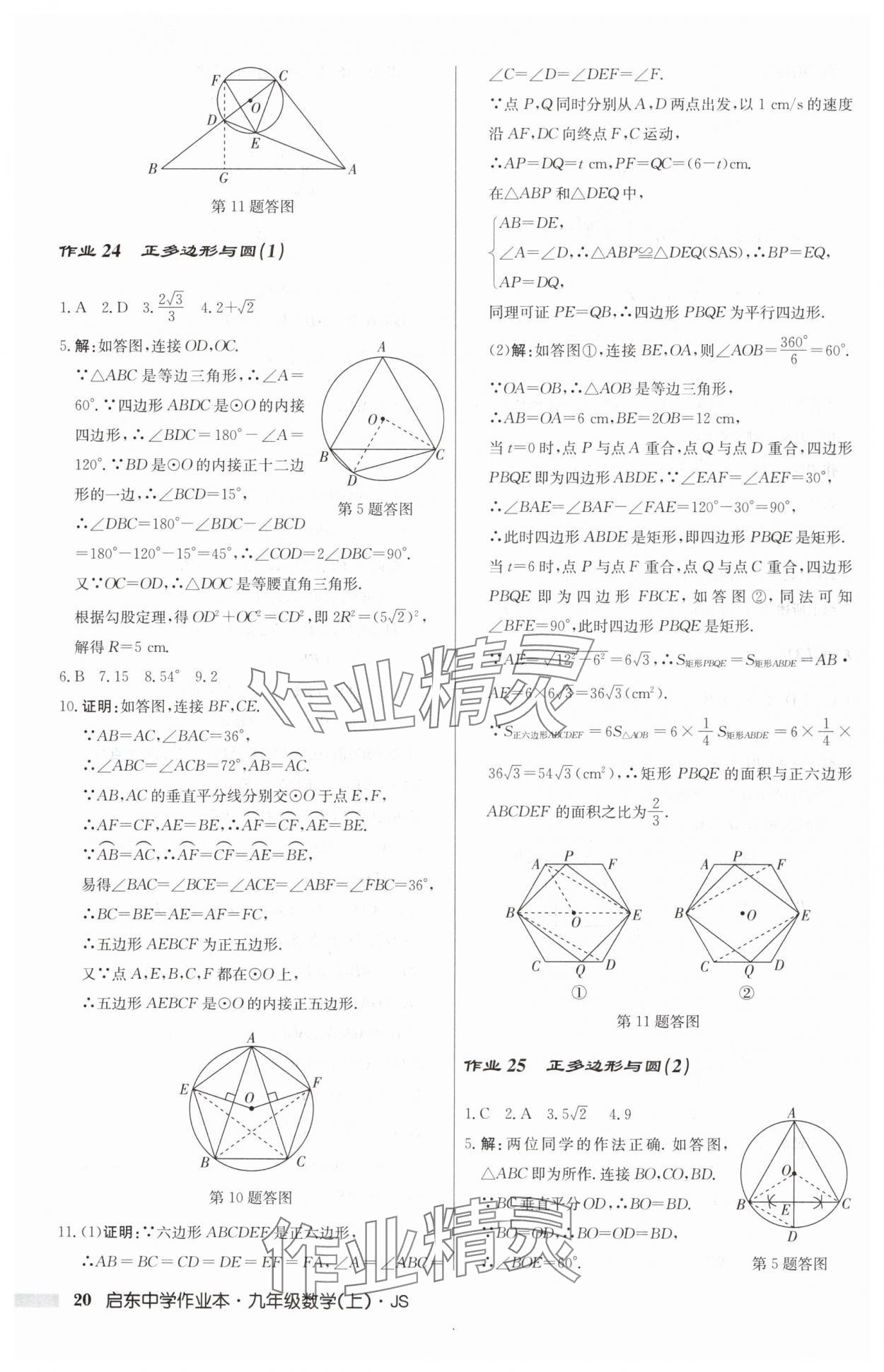 2024年啟東中學(xué)作業(yè)本九年級(jí)數(shù)學(xué)上冊(cè)蘇科版 第20頁(yè)