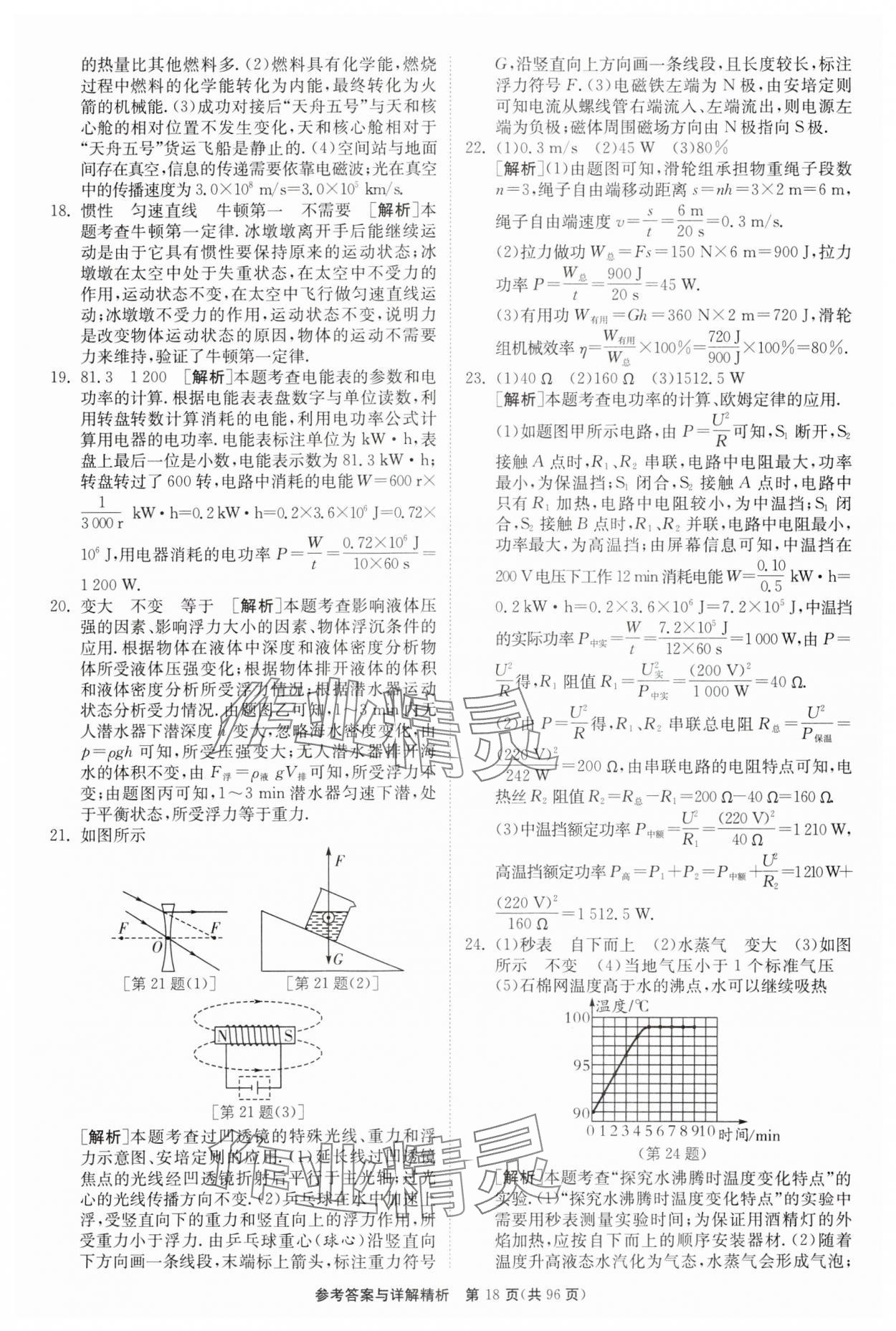 2024年中考复习制胜金卷物理扬州专版 参考答案第18页