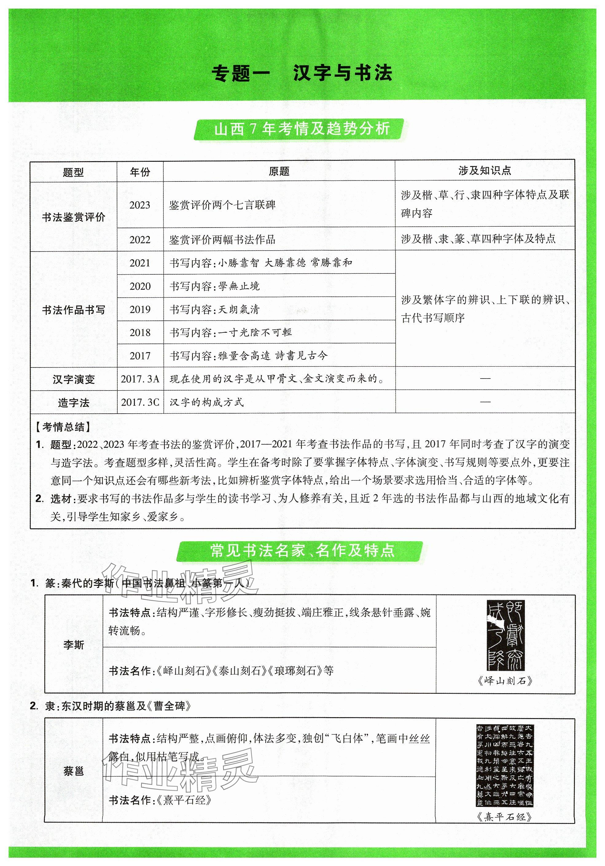 2024年萬唯中考試題研究語文山西專版 參考答案第1頁