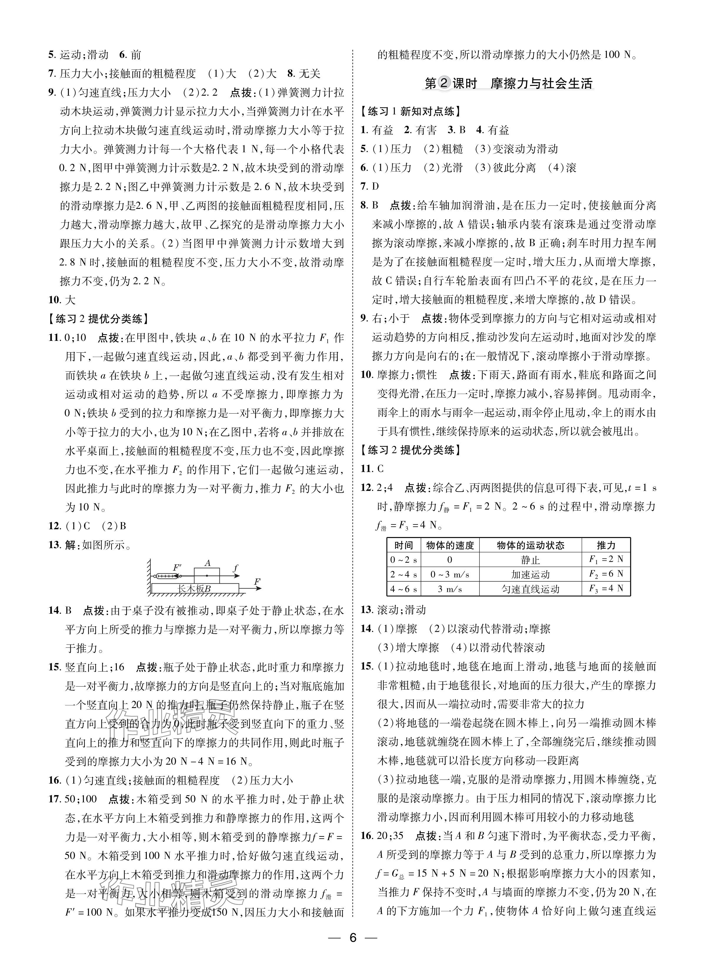 2024年點撥訓練八年級物理下冊人教版 參考答案第5頁