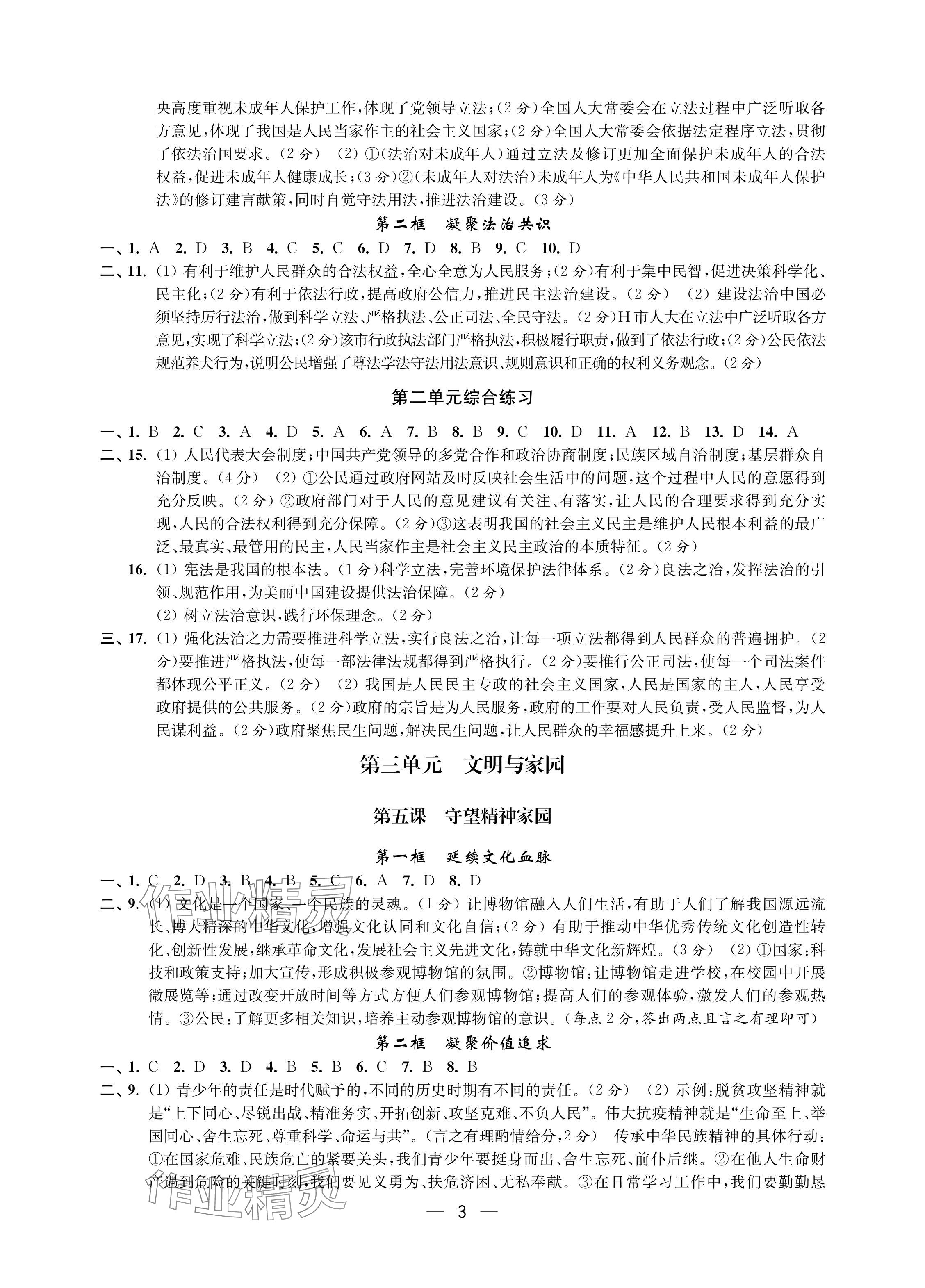 2024年層層遞進(jìn)九年級(jí)道德與法治全一冊(cè)人教版 參考答案第3頁(yè)