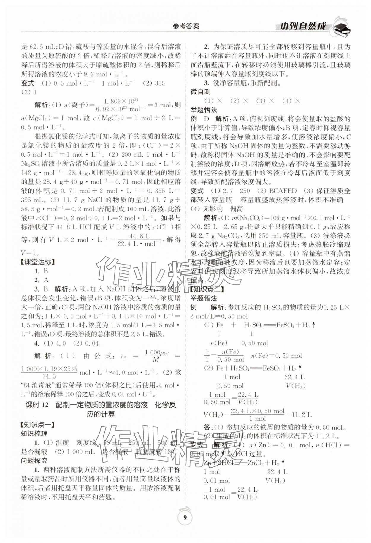 2023年功到自然成高中化學(xué)必修第一冊(cè)蘇教版 第9頁