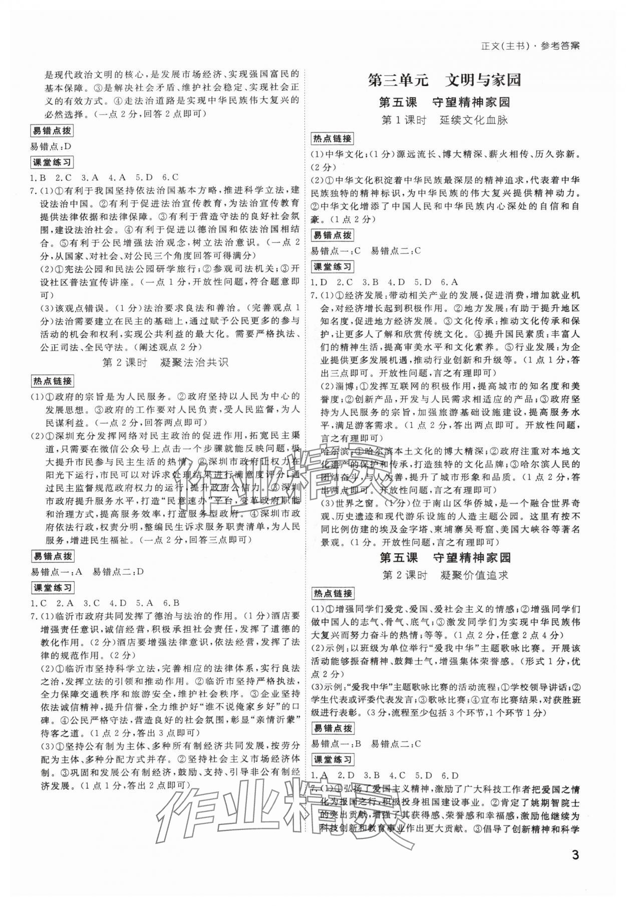 2024年導(dǎo)思學(xué)案九年級道德與法治全一冊人教版深圳專版 第3頁