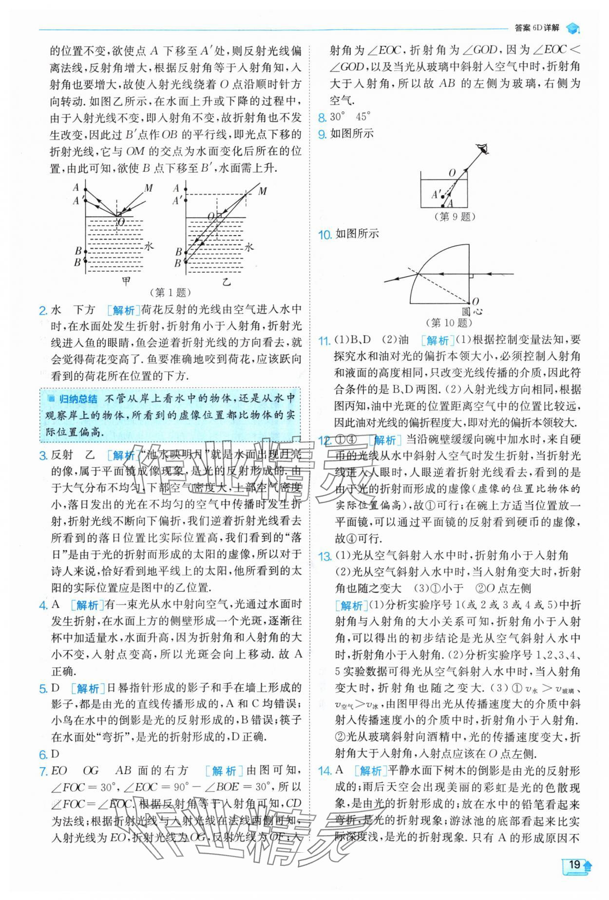 2024年實驗班提優(yōu)訓(xùn)練八年級物理上冊蘇科版 參考答案第19頁