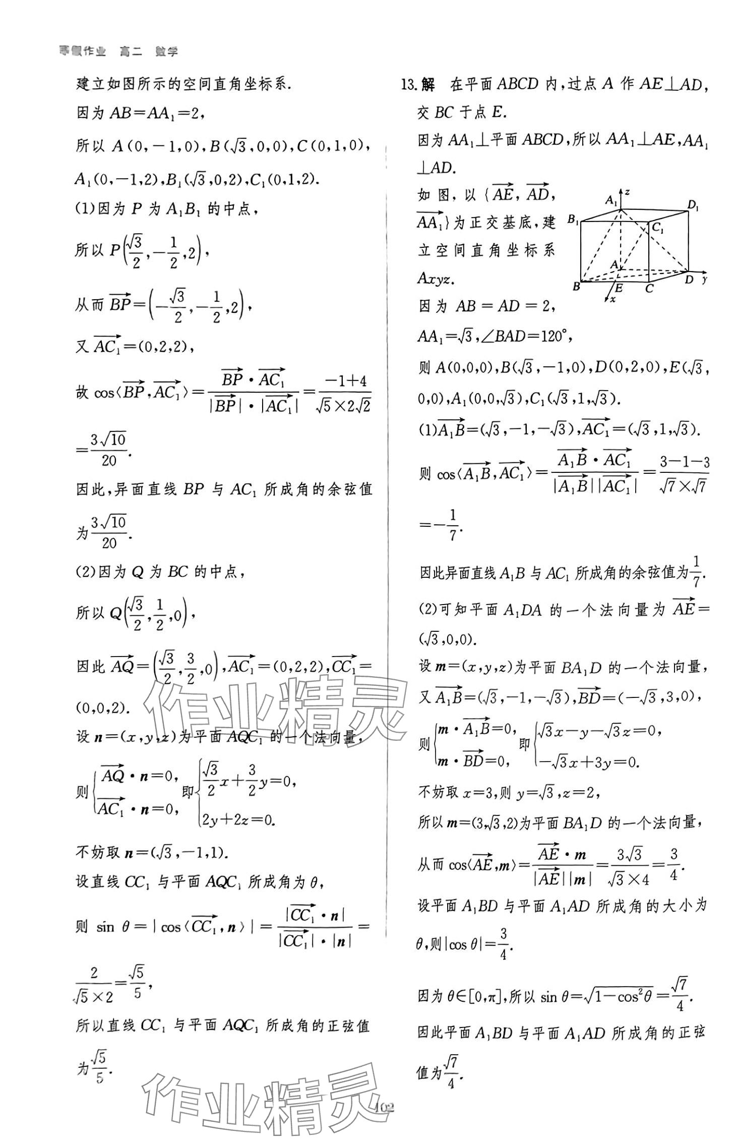 2024年寒假作业吉林教育出版社高二数学人教版 第10页