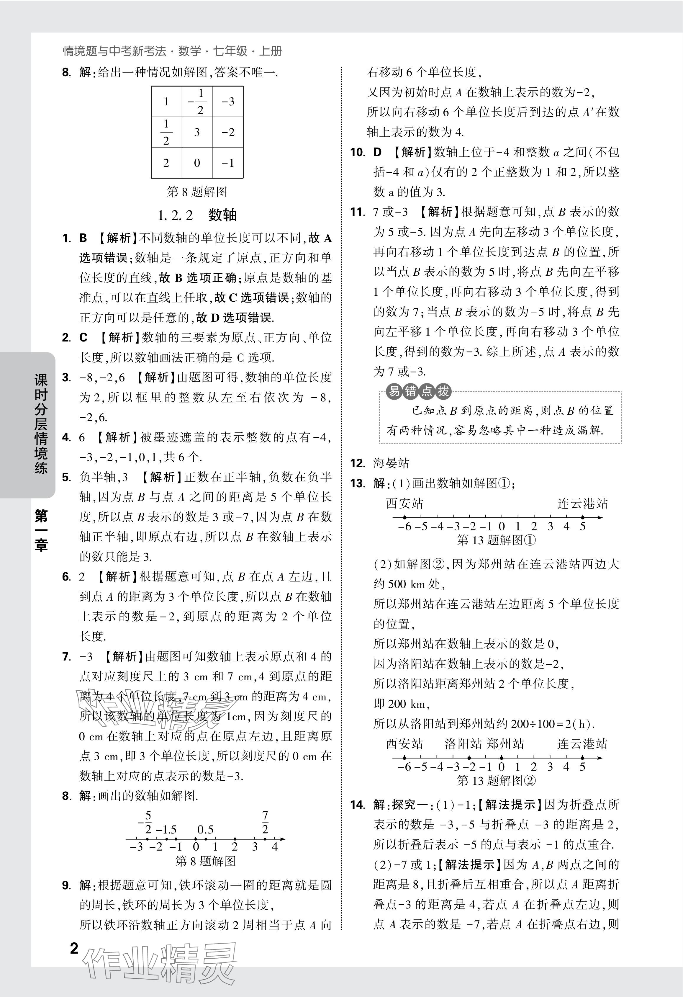 2024年萬唯中考情境題七年級數(shù)學(xué)上冊人教版 參考答案第2頁