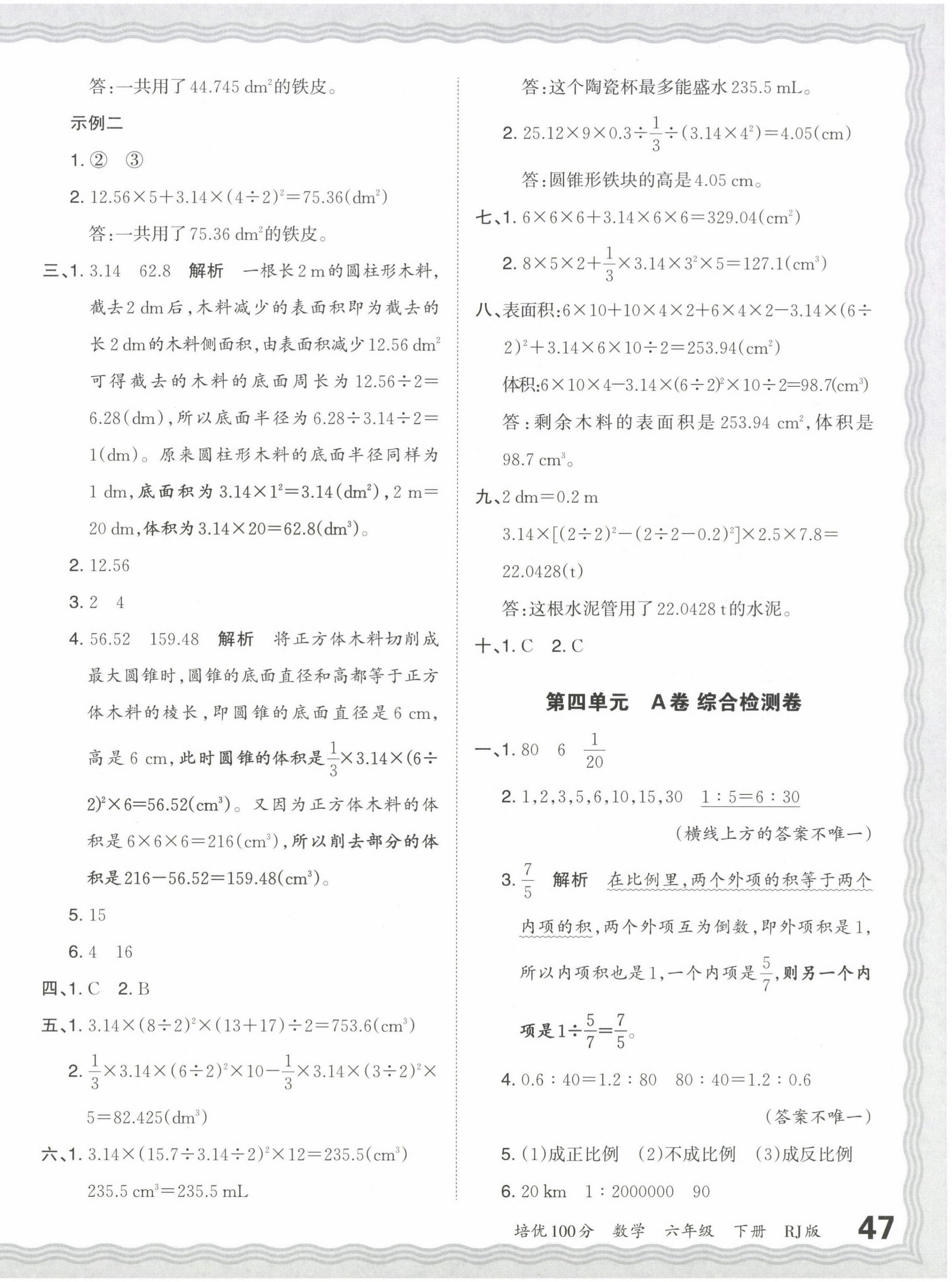 2024年王朝霞培优100分六年级数学下册人教版 第6页