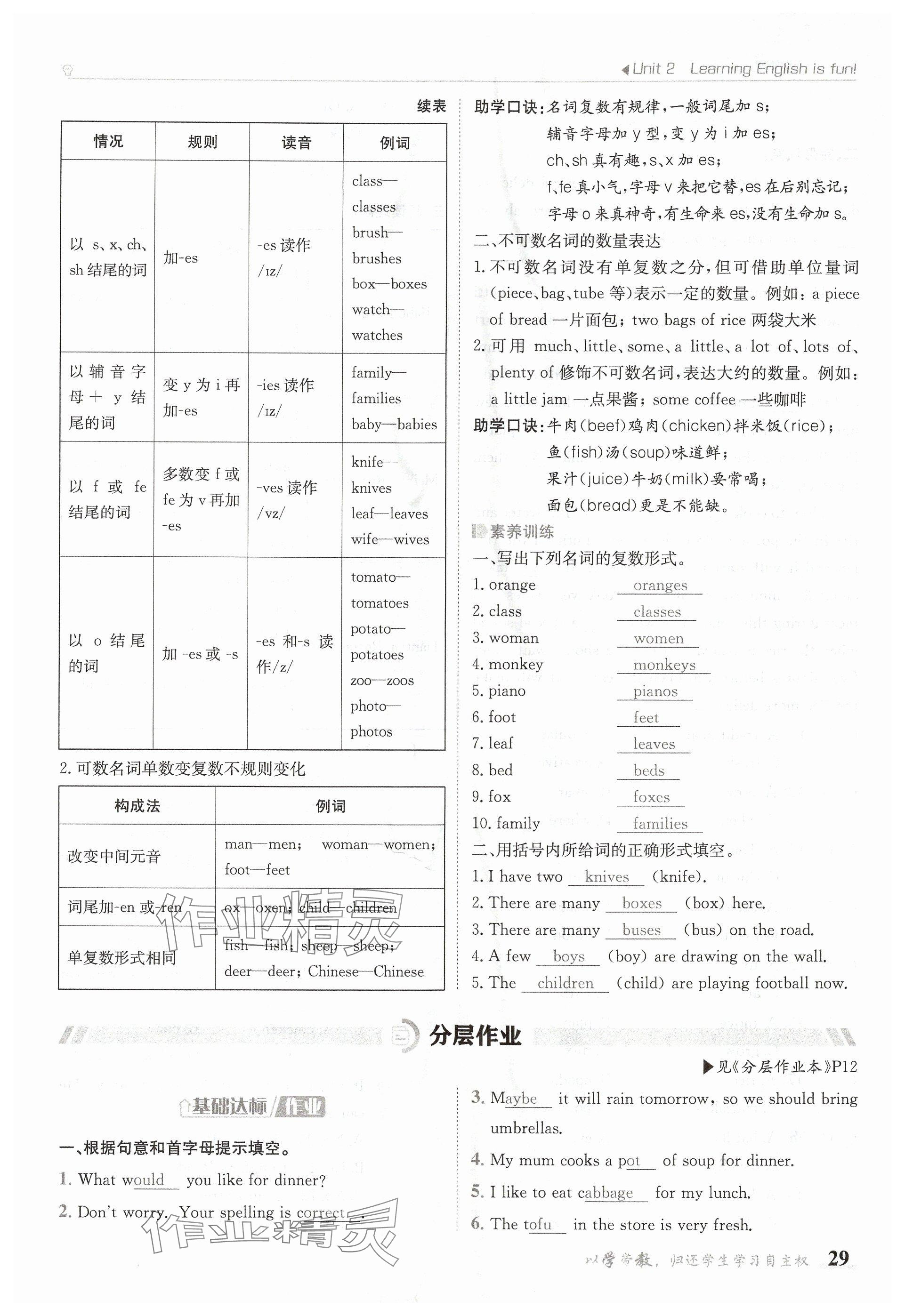 2024年金太陽導(dǎo)學(xué)案七年級英語上冊冀教版 參考答案第29頁