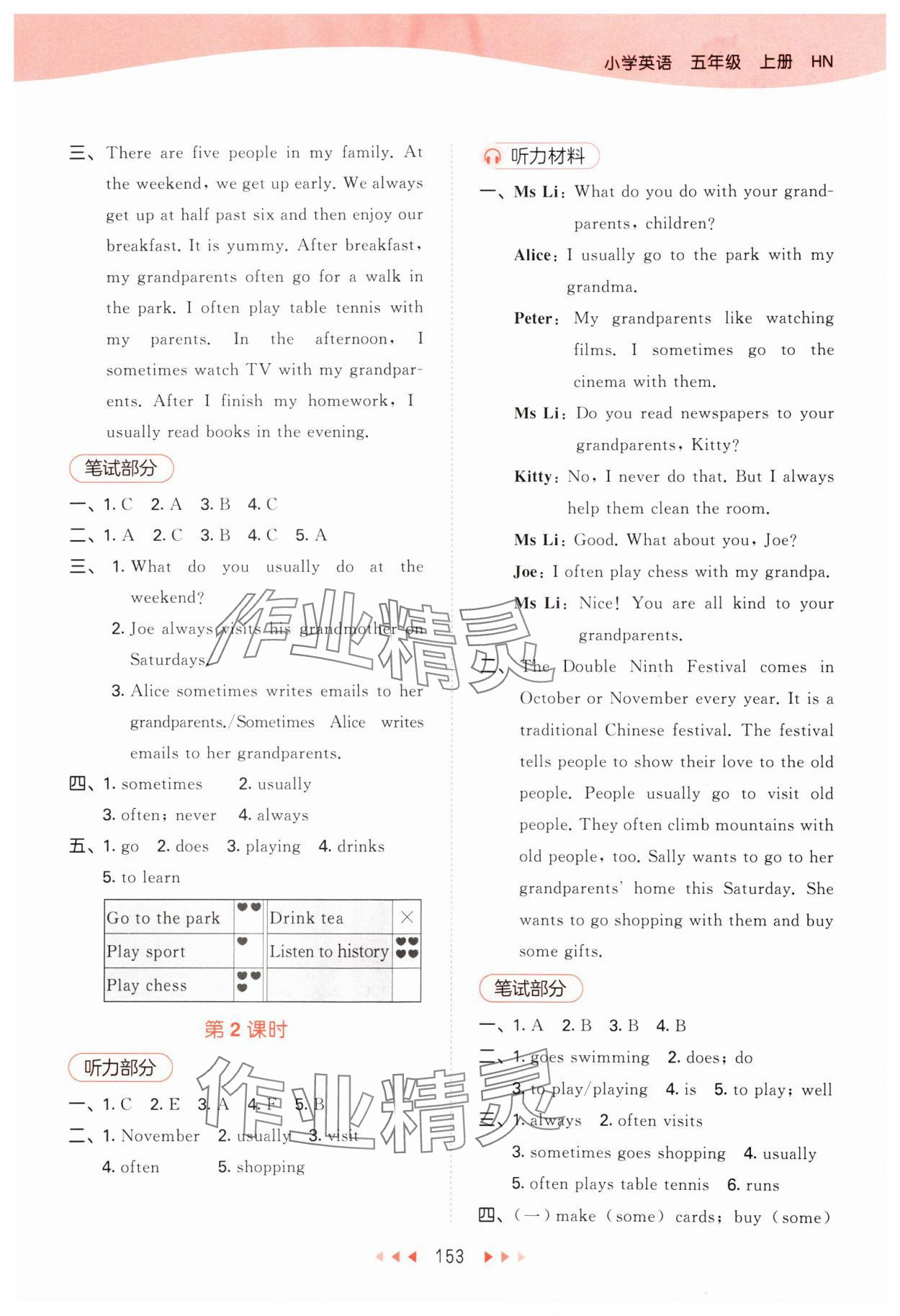 2024年53天天練五年級英語上冊滬教版 參考答案第9頁