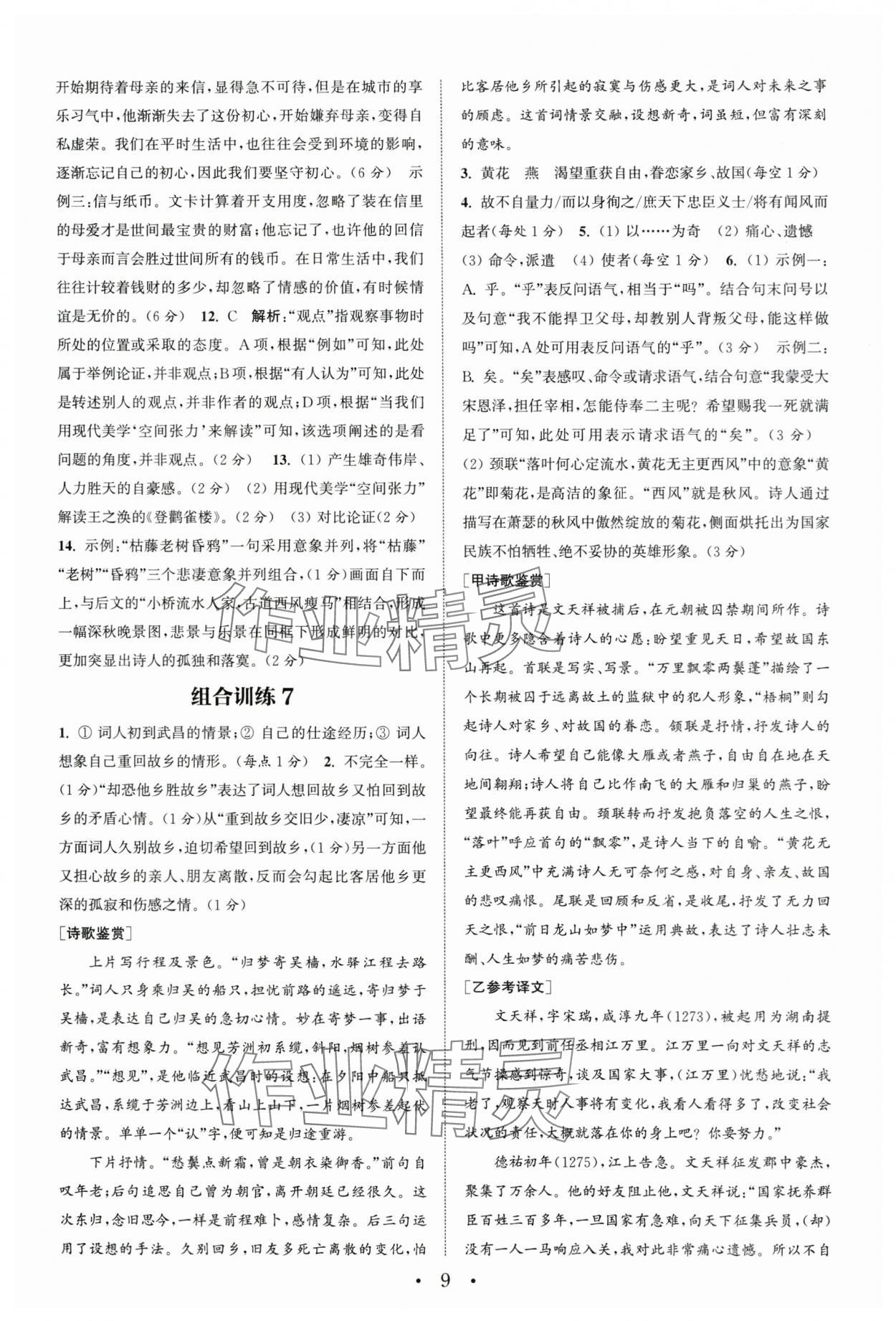 2024年通城学典初中语文阅读组合训练语文南通专版 第9页