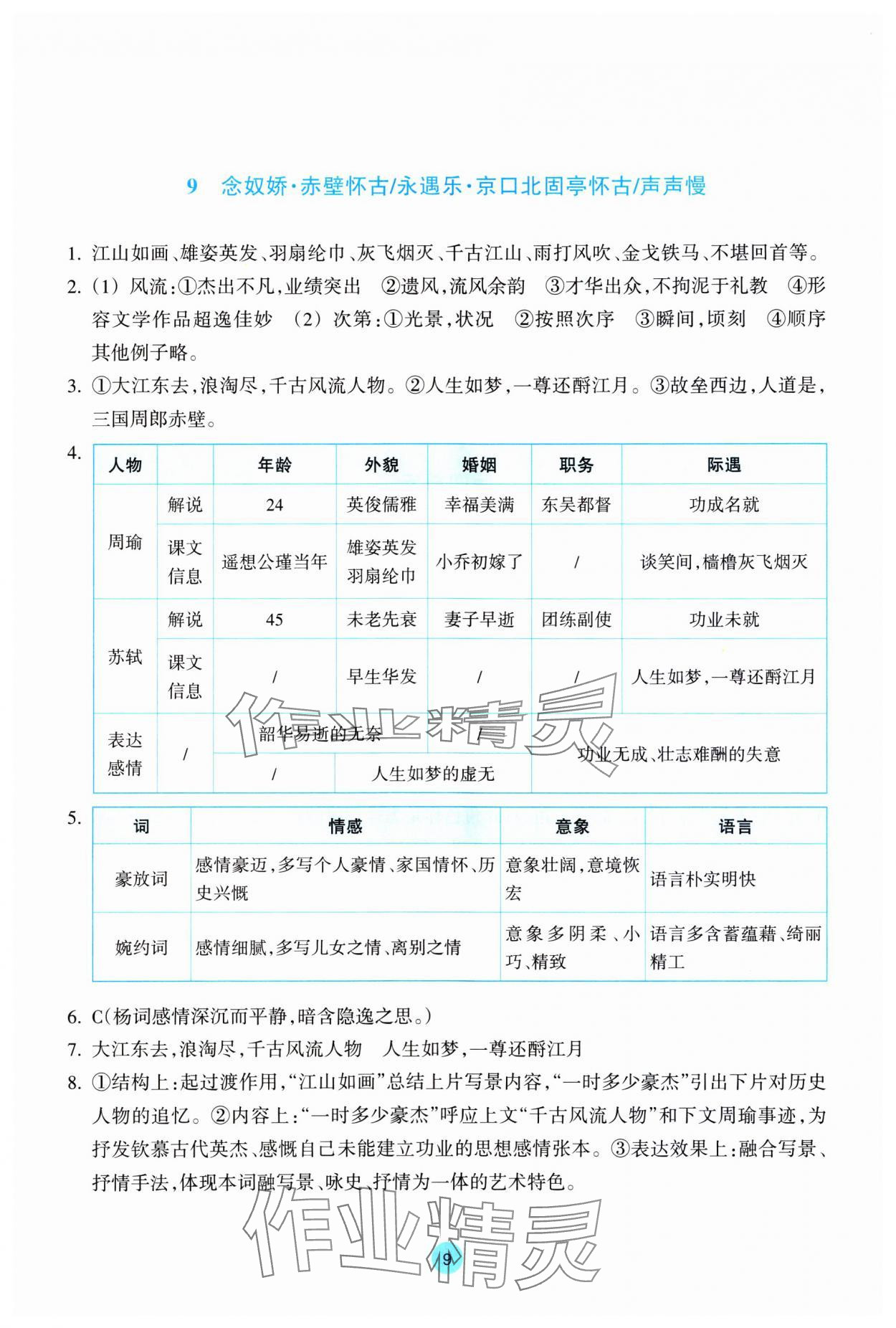 2023年作業(yè)本浙江教育出版社高中語(yǔ)文必修上冊(cè)人教版 第9頁(yè)