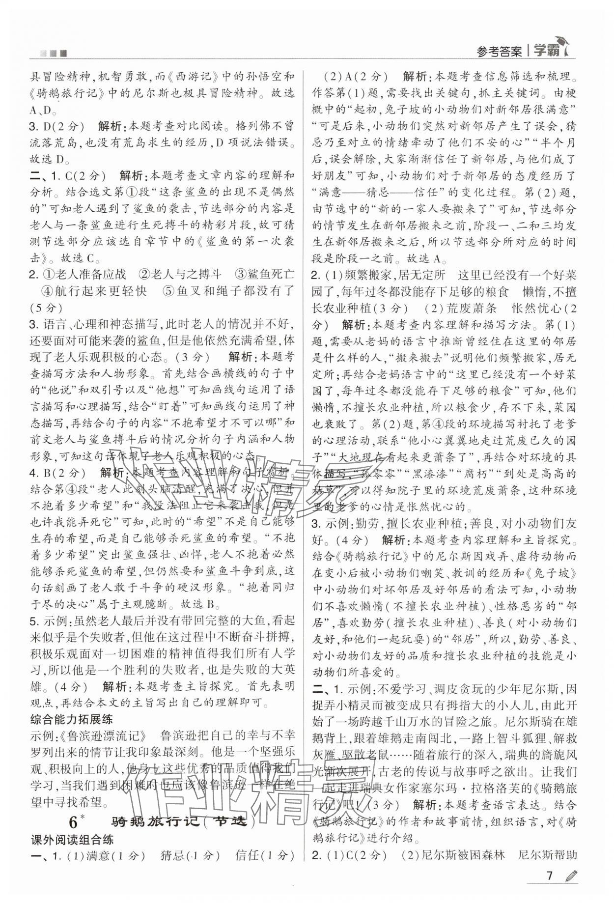 2024年經(jīng)綸學(xué)典學(xué)霸六年級語文下冊人教版 第7頁